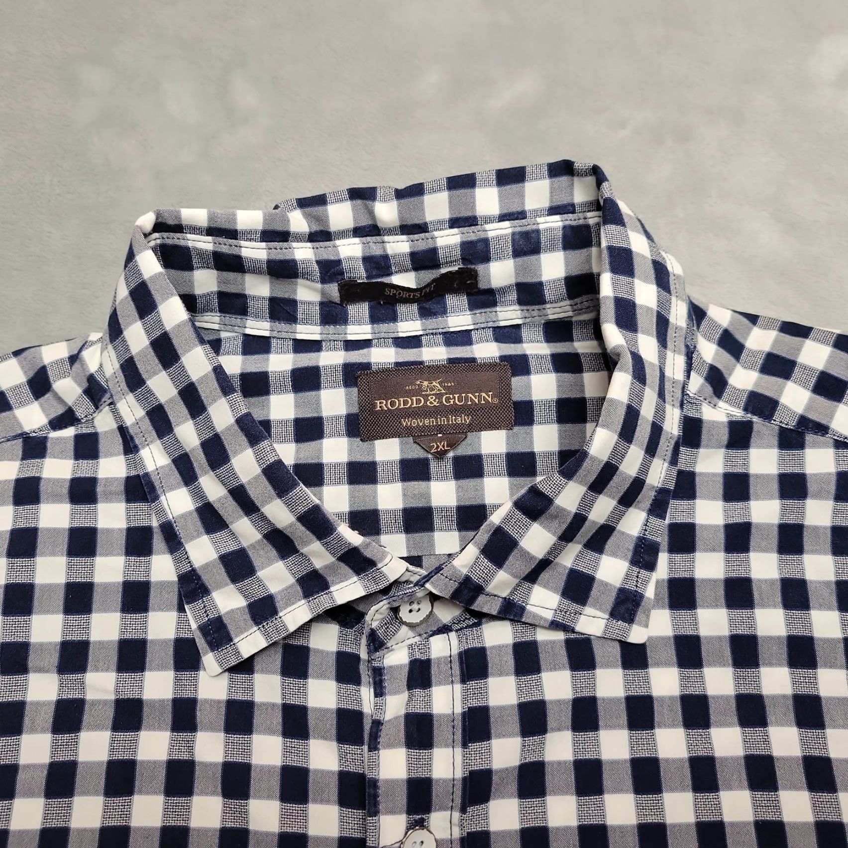 Rodd & Gunn Rodd & Gunn Shirt Mens 2XL Blue White Gingham Check Cotton Casual Sports Fit Shirt Size US XXL / EU 58 / 5 - 2 Thumbnail