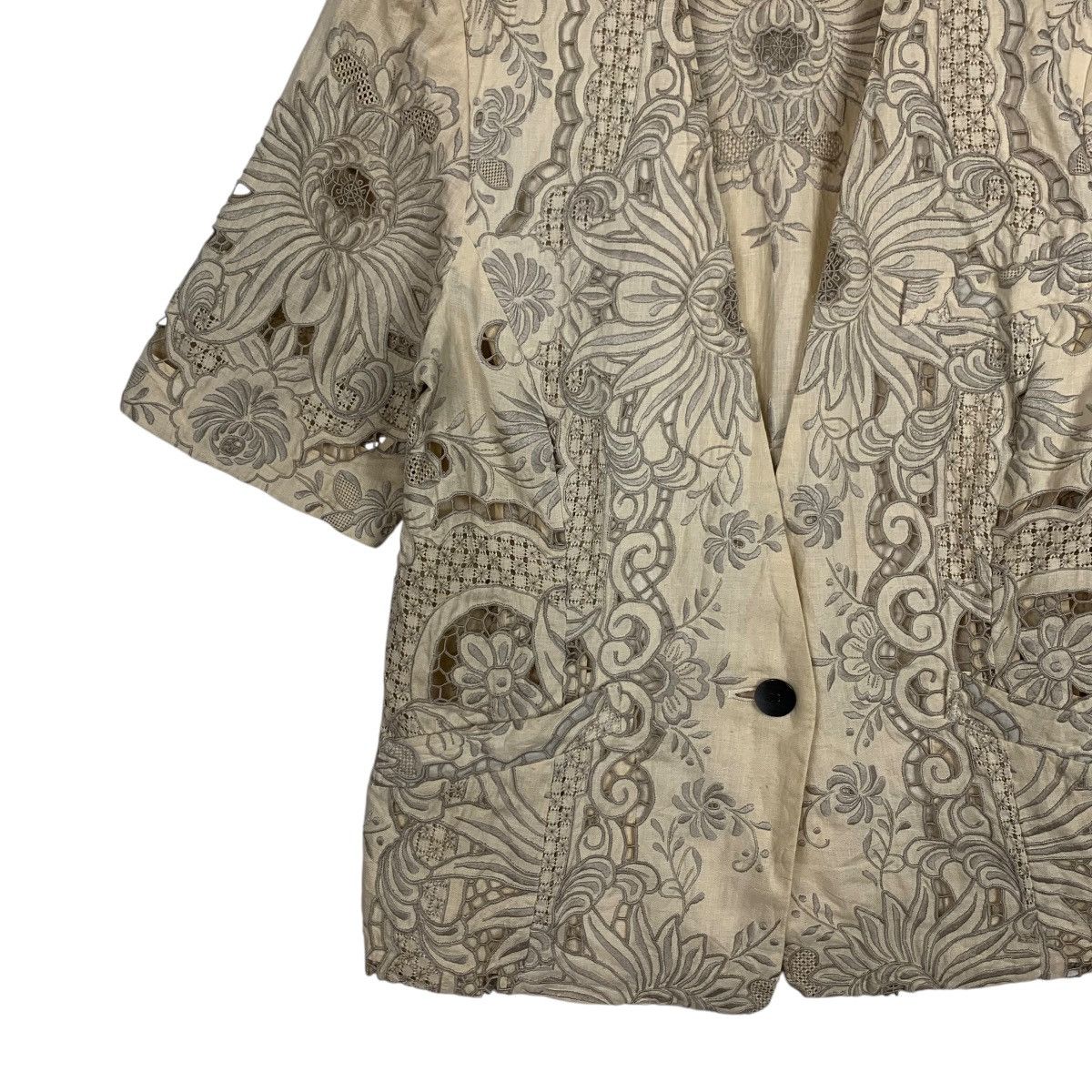 Japanese Brand DREXXON DORIAN Embroidered Single Button SS Jacket #1810-C20 Size M / US 6-8 / IT 42-44 - 3 Thumbnail