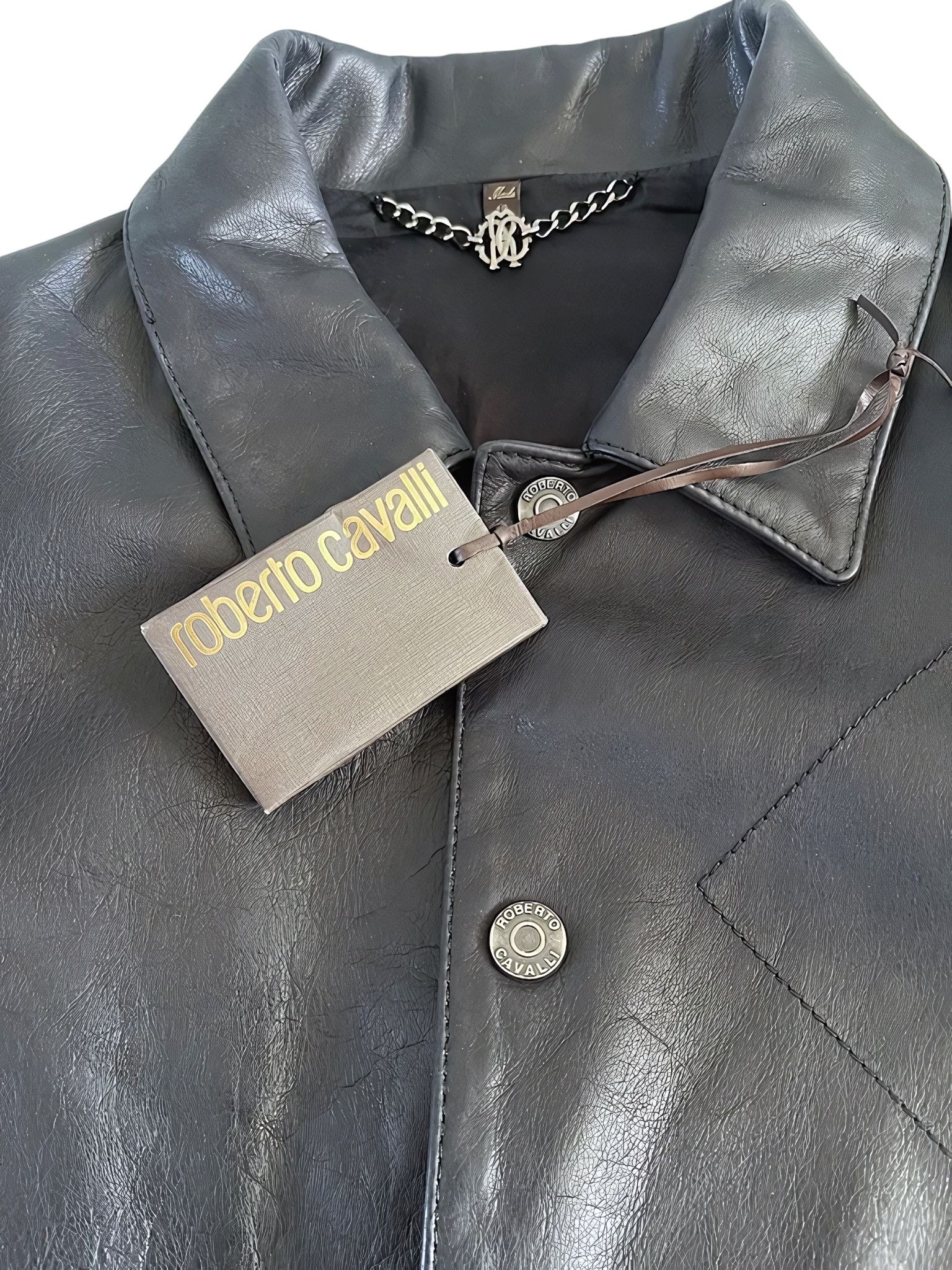 Roberto Cavalli CALFSKIN LEATHER JACKET Size US S / EU 44-46 / 1 - 4 Thumbnail