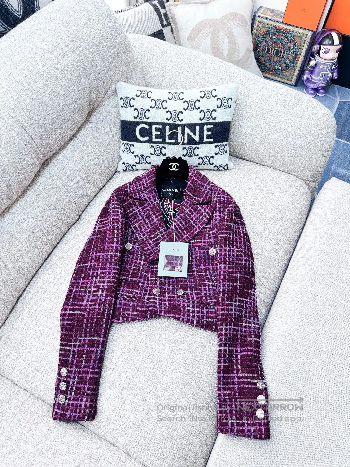 Chanel Chanel 23S Red Pink Tweed Crop Jacket. Size US XS / EU 42 / 0 - 1 Thumbnail