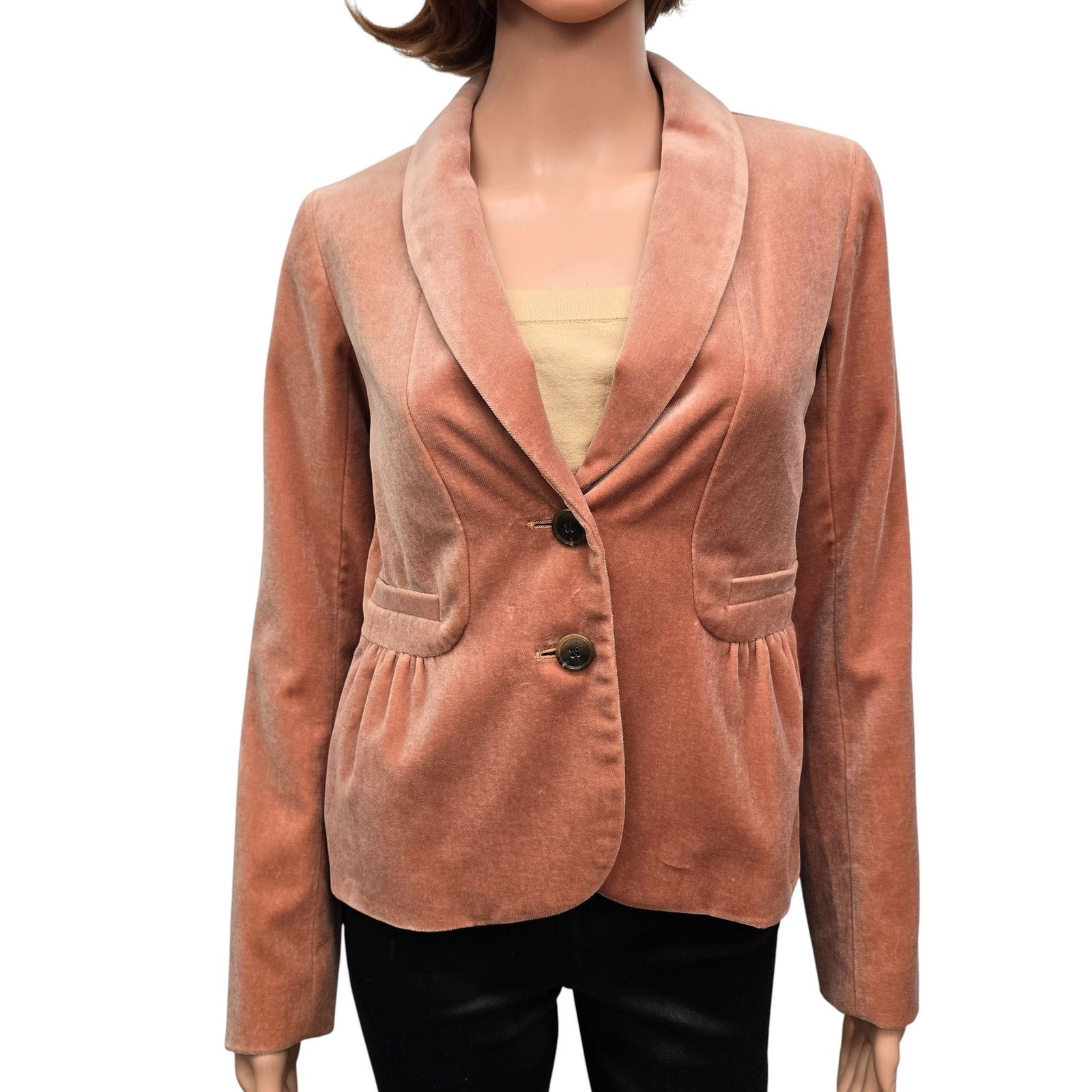 J.Crew J. Crew Velvet Velour Blazer Jacket Peplum Rouching Size 0 Size XS / US 0-2 / IT 36-38 - 3 Thumbnail