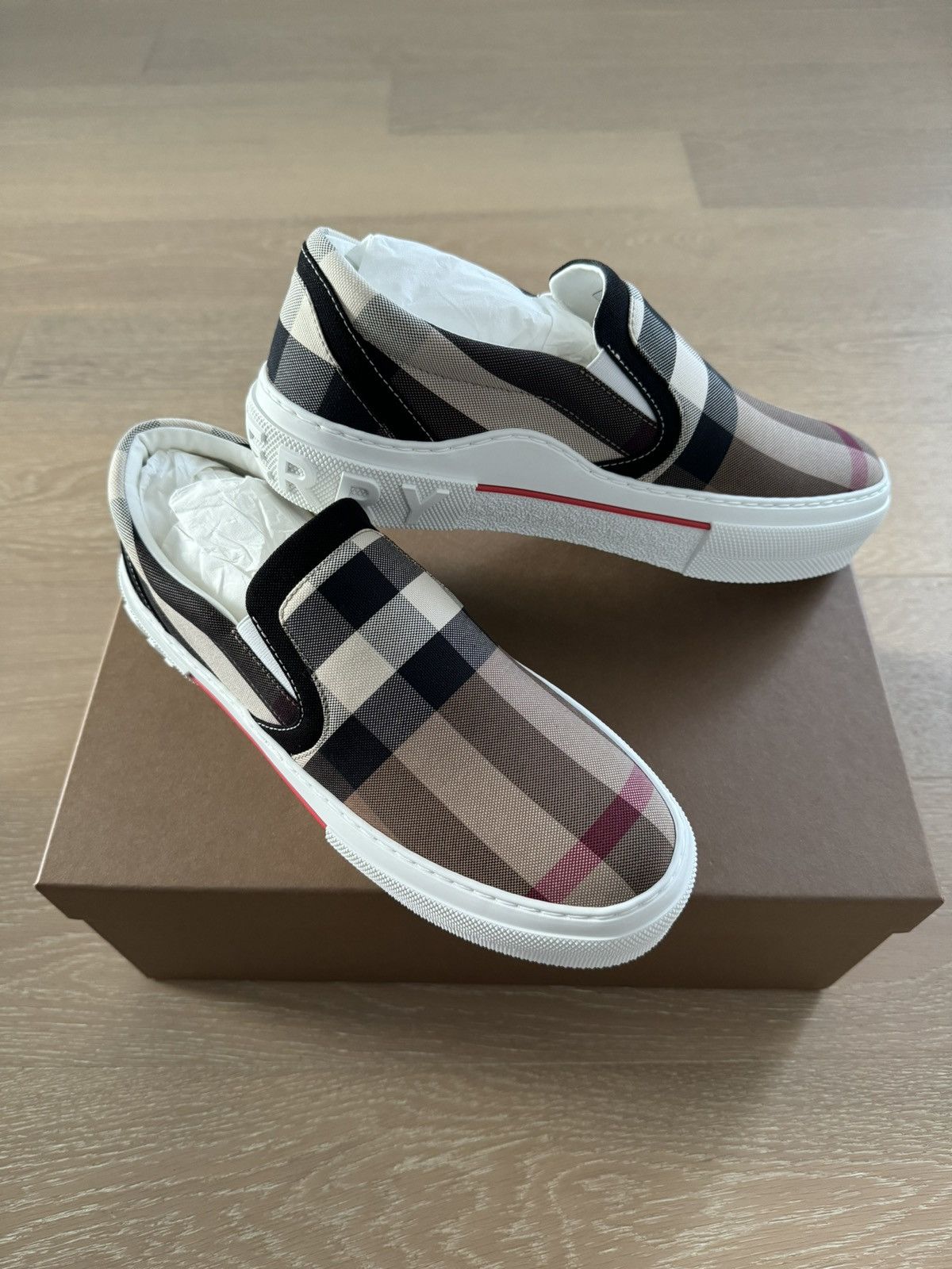Burberry BURBERRY Exaggerated Check Slip On Sneakers Grailed