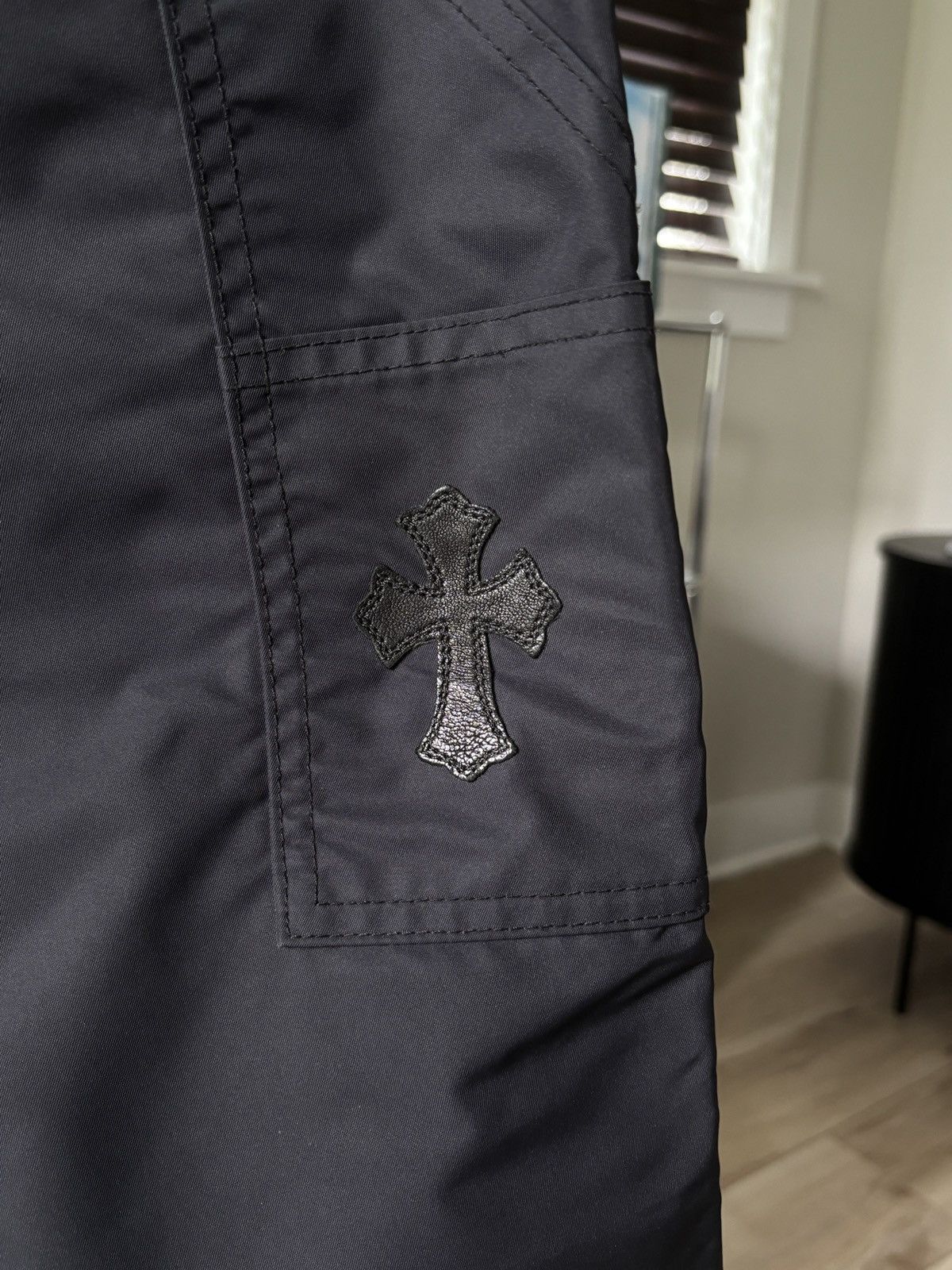 Chrome Hearts CHROME HEARTS | LEATHER CROSS PATCH NYLON CARPENTER PANTS Size US 31 - 11 Thumbnail