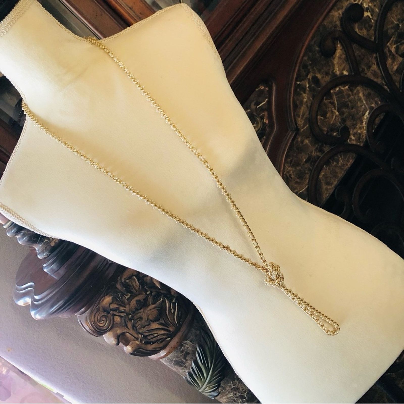 Vintage Vintage braided gold chain mini cream pearls necklace Size ONE SIZE - 2 Thumbnail