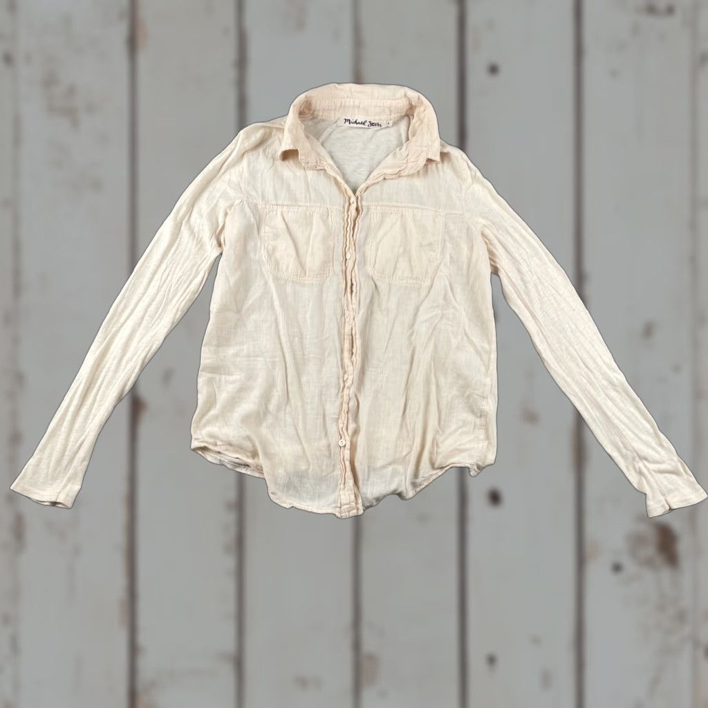 Vintage Micheal Stars Ladies Button Up Shirt Beige Size 0 Supima Cotton Micromodal USA Shirt Womens 0 Beige Classic Casual Short Sleeve? Size XS / US 0-2 / IT 36-38 - 1 Thumbnail