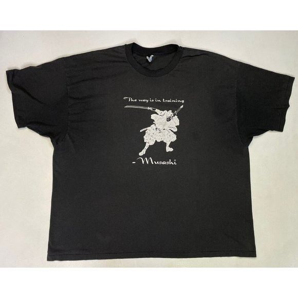 image of Vintage Musashi Miyamoto Japan Swordsman T-Shirt Men 3Xl 90's in Black (Size 2XL)