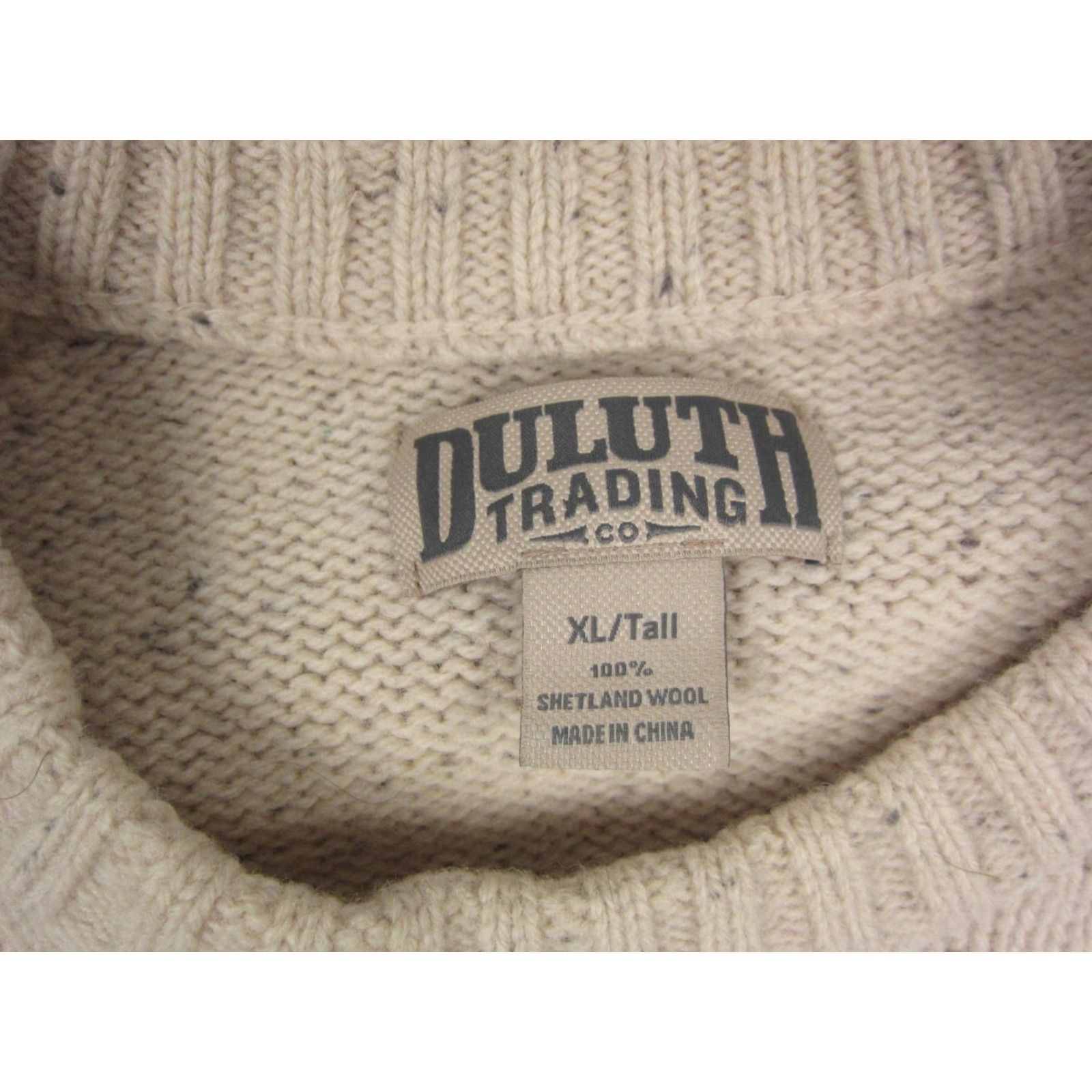 Duluth Sweater Mens XLT Adult Wool Crew Neck Pullover Beige Beig e Knit - Classic Modern Knit - Big & Tall