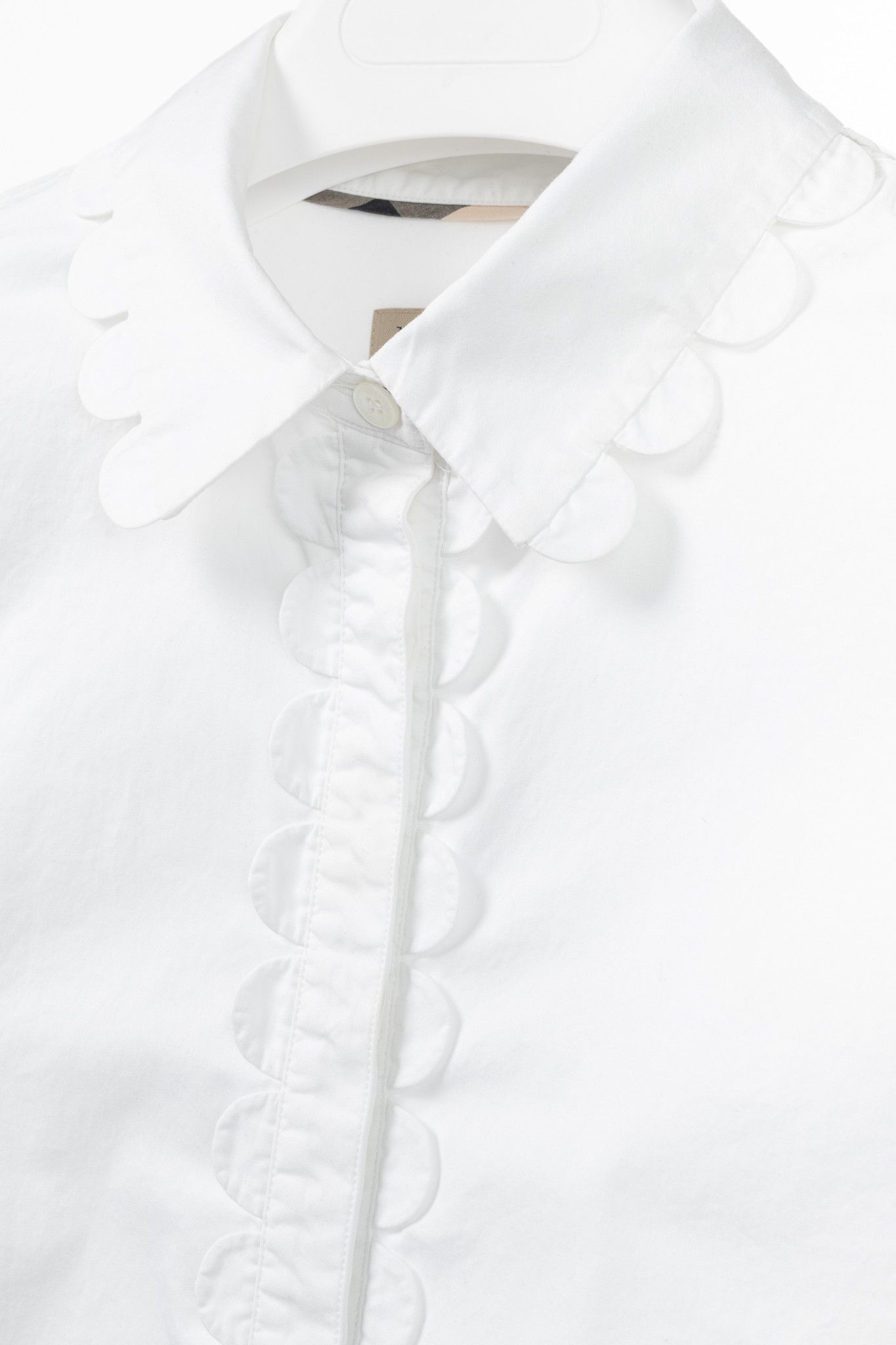 Burberry Burberry White Cotton-Poplin Scalloped-Trim Buttoned Shirt Size L / US 10 / IT 46 - 5 Thumbnail