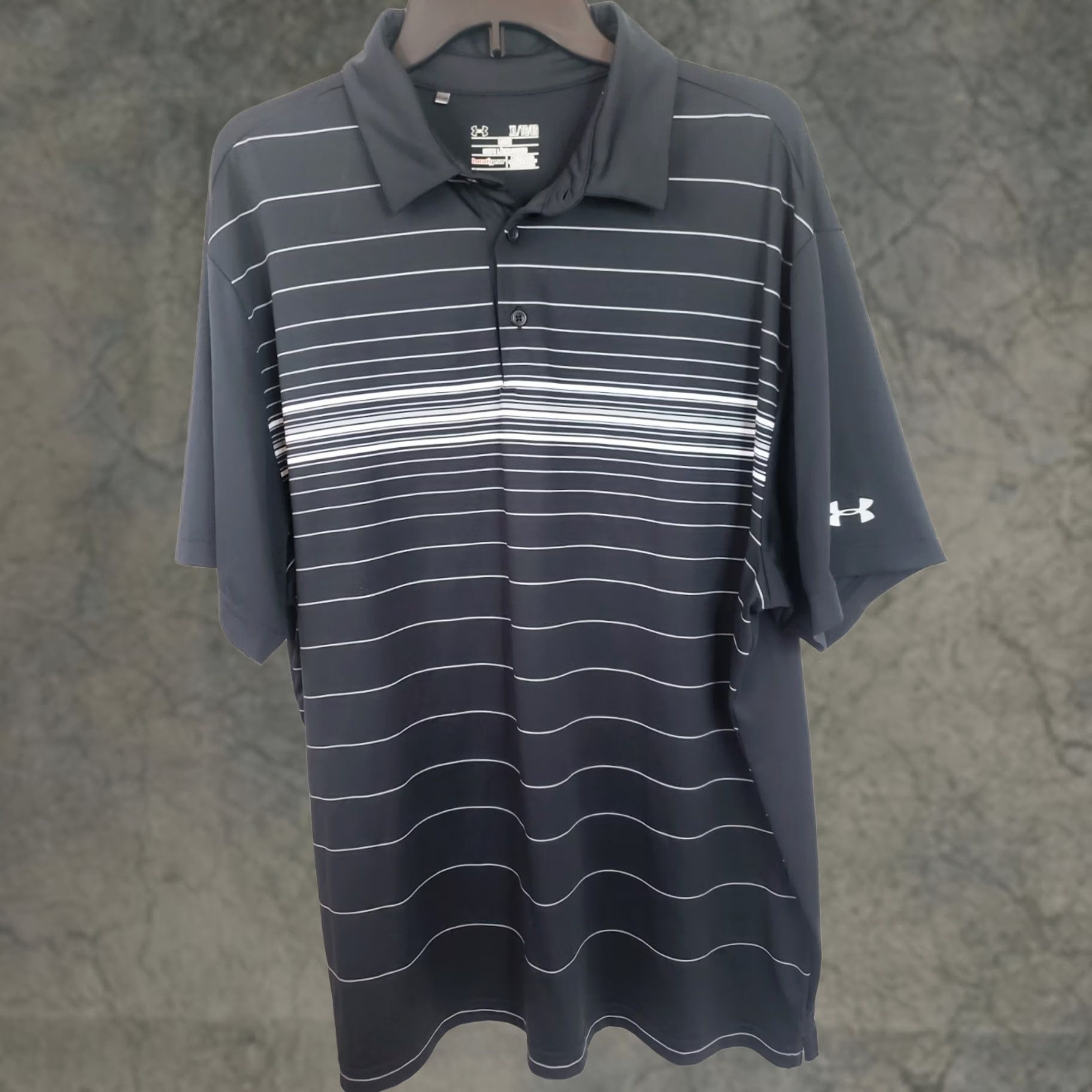 Under Armour Under Armour HeatGear Polo Shirt Striped Chest Logo Mens XL Black White Polo Shirt Golf Casual Athletic Size US XL / EU 56 / 4 - 1 Thumbnail