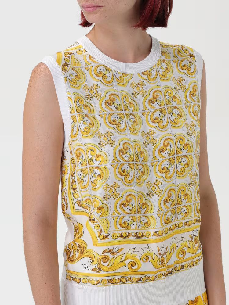 Dolce & Gabbana o1s22i1n1024 Silk Sleeveless Top in White Size M / US 6-8 / IT 42-44 - 5 Thumbnail
