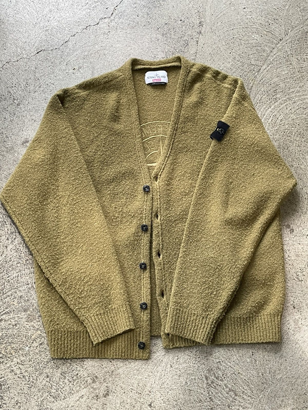Supreme Stone Island Boucle Cardigan Olive