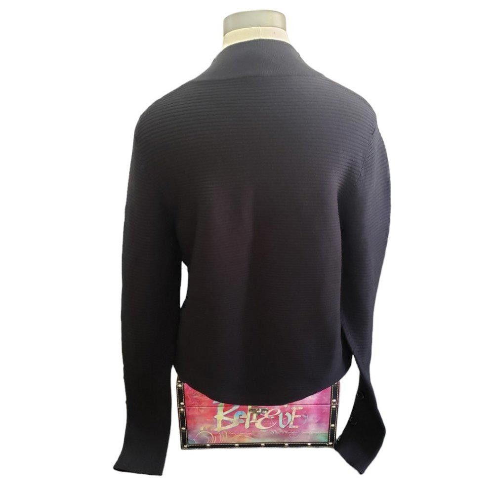 Designer CT800 Ethyl Black Mock Neck Peep Front Ribbed Sweater M Size M / US 6-8 / IT 42-44 - 3 Thumbnail