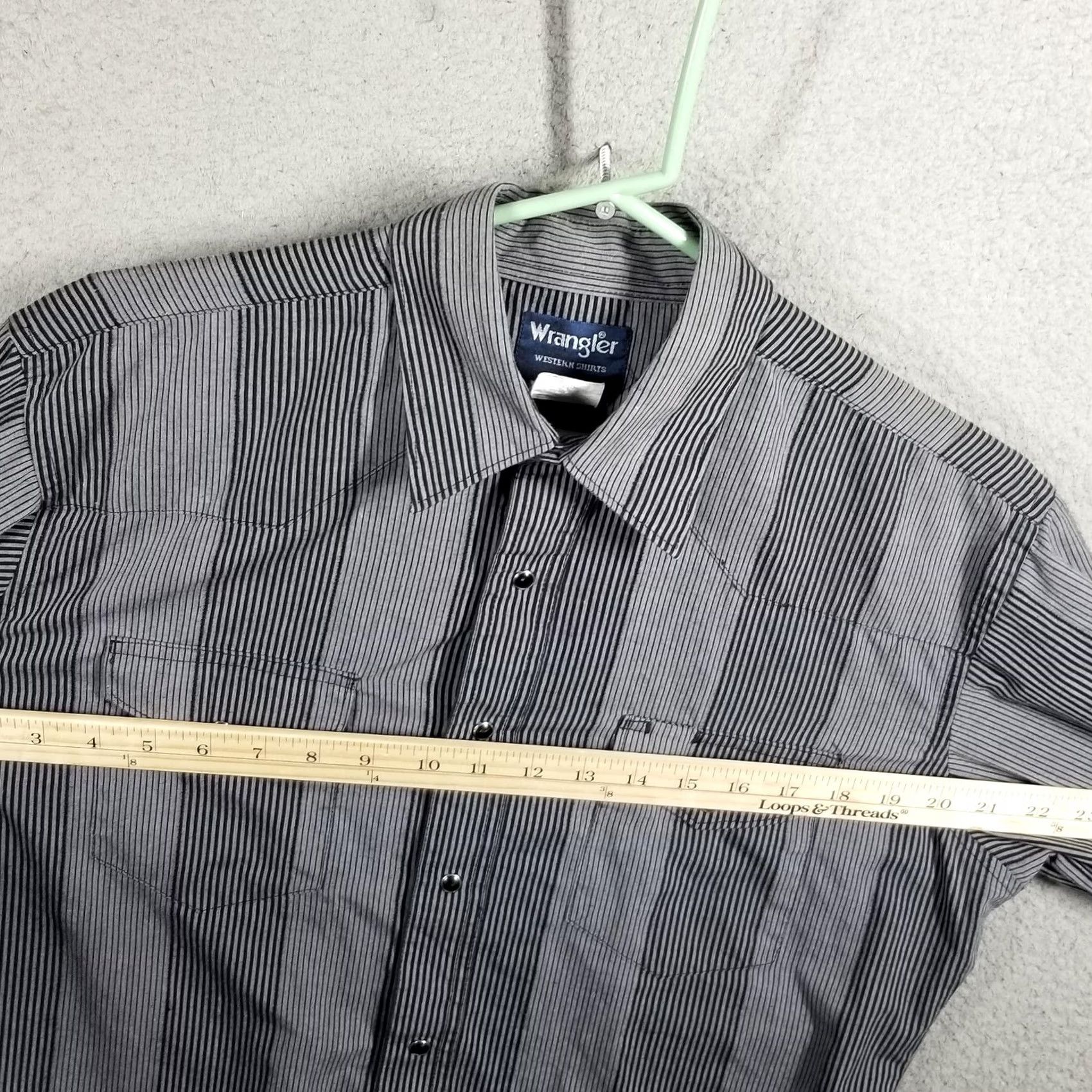 Wrangler Wrangler Shirt Mens Medium Gray Striped Western Pearl Snap Cowboy Long Sleeve Size US M / EU 48-50 / 2 - 6 Thumbnail