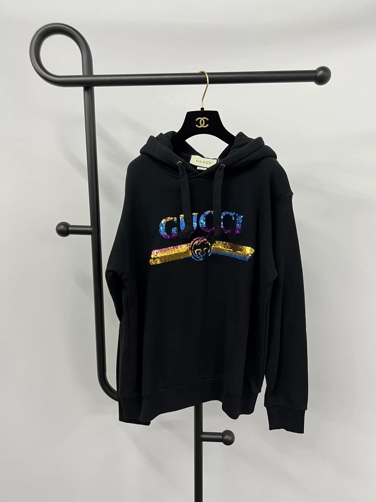 Gucci Gucci Colorful Sequin Logo Black Hoodie Size XS / US 0-2 / IT 36-38 - 1 Thumbnail