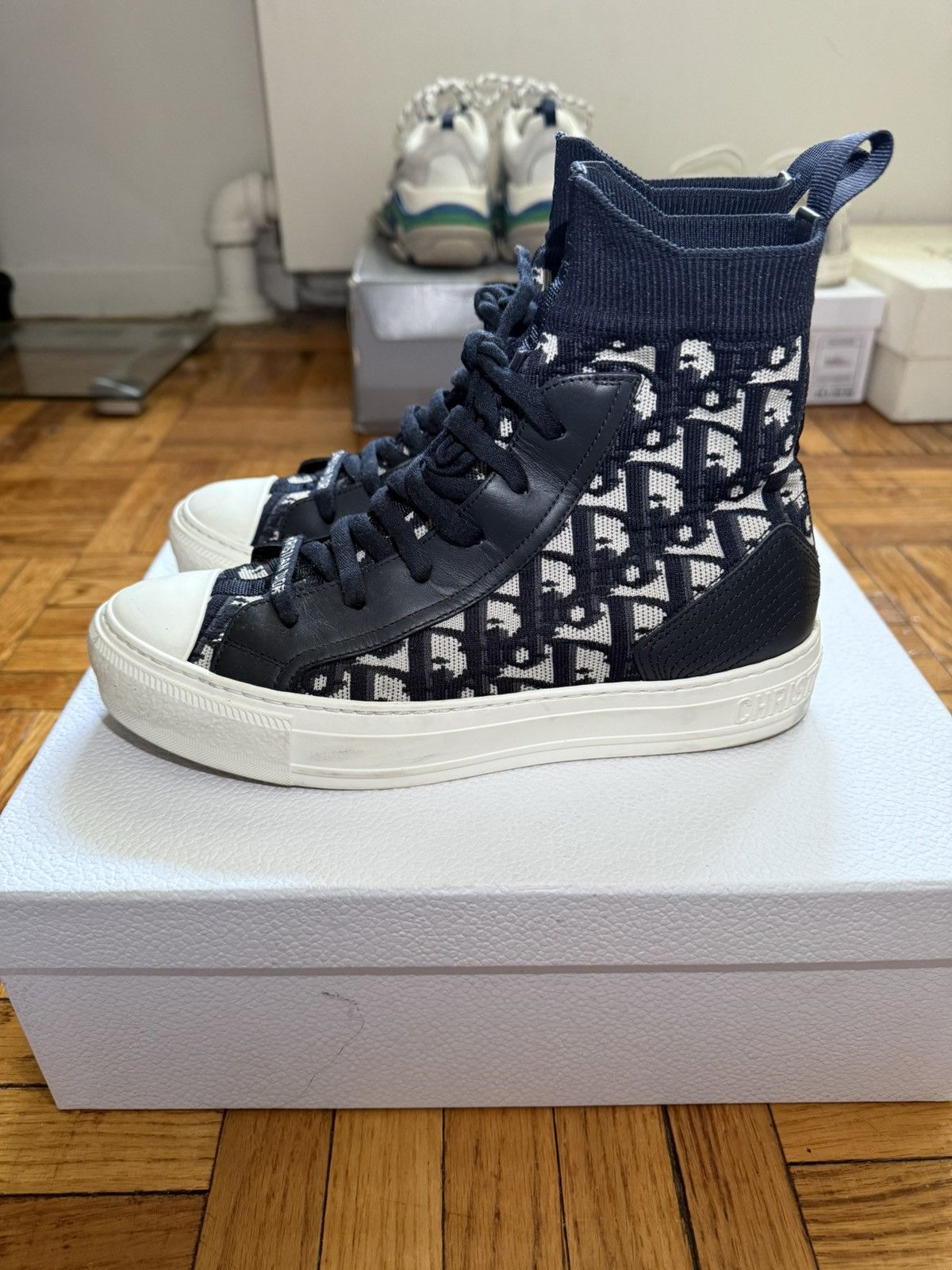 Christian Dior Monsieur × Dior Christian Dior High Top Sneakers - Deep Blue Dior Oblique Size US 8.5 / IT 38.5 - 1 Thumbnail