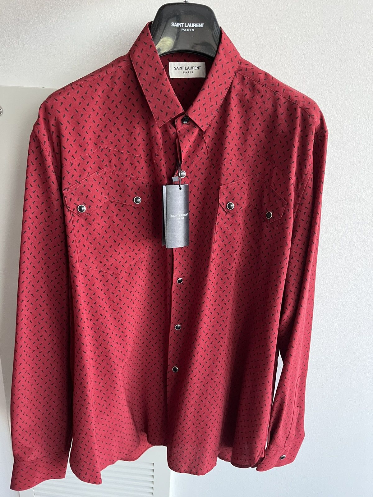 Hedi Slimane × Saint Laurent Paris × Yves Saint Laurent Saint Laurent Runway $1,300 Pure Silk Chemise CDC Shirt Size US L / EU 52-54 / 3 - 8 Thumbnail