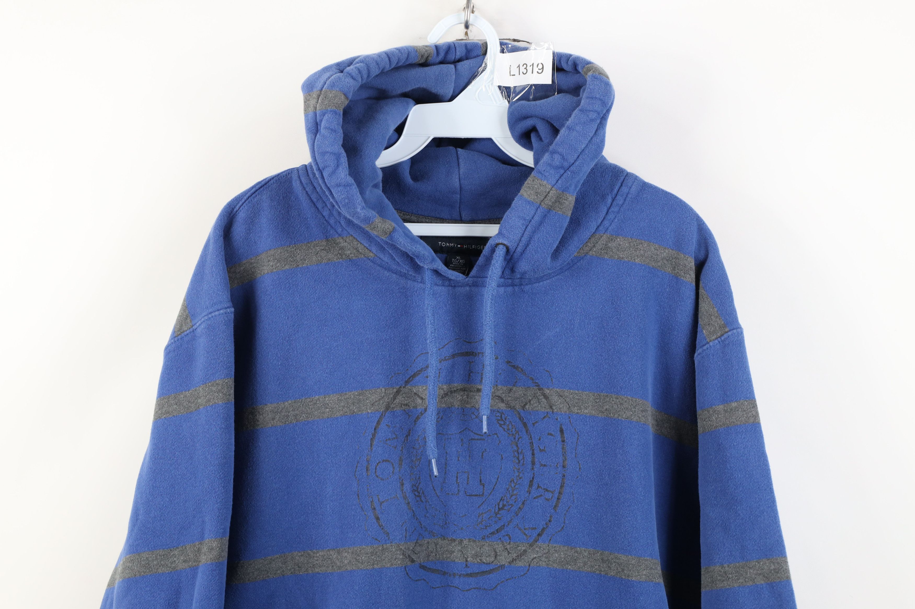 Tommy Hilfiger Vintage Y2K Tommy Hilfiger Crest Striped Heavyweight Hoodie Size US XL / EU 56 / 4 - 2 Thumbnail