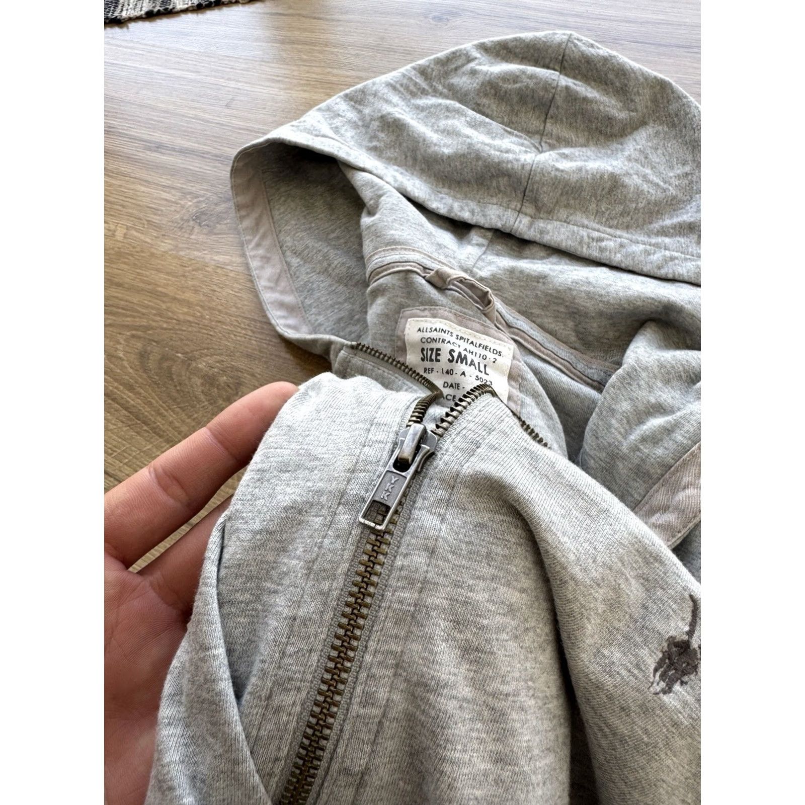 Allsaints VINTAGE AllSaints Hoodie Mens S Gray Logo 90s Y2K Basic Zip Crew Neck Slim Classic Streetwear Size US S / EU 44-46 / 1 - 5 Thumbnail