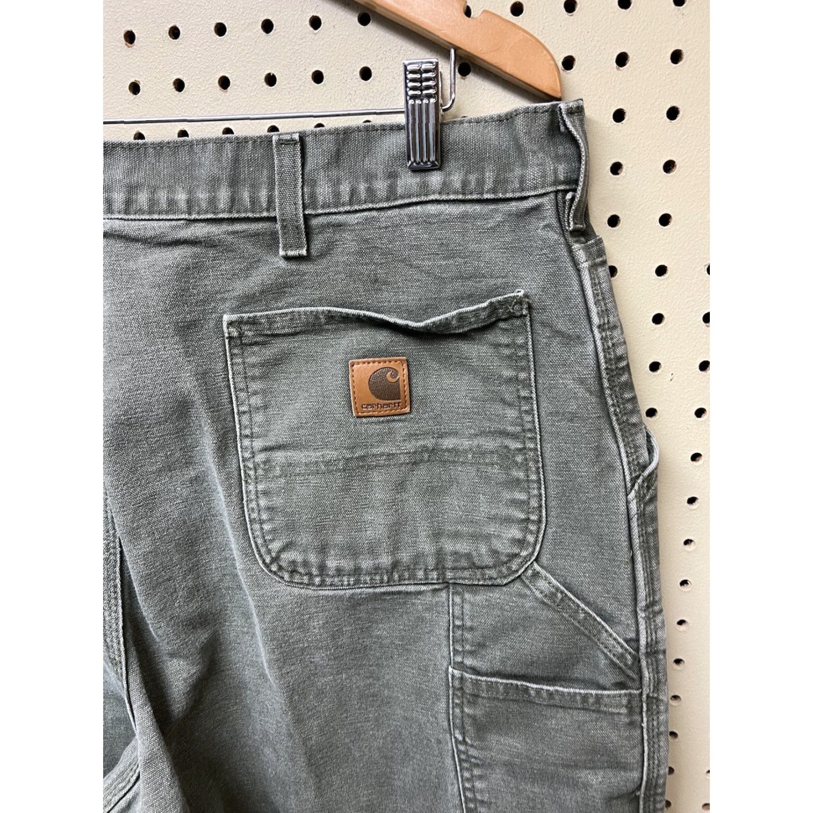 Carhartt Carhartt Jeans - Mens Regular 39x34 Carhartt Original Loose Fit Green Denim Straight Jeans Mens 39 Inseam 34 Cotton Button Zip NMX Size US 39 - 3 Thumbnail