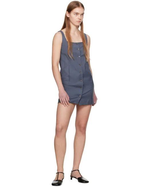Loulou de Saison o1s22i1n1024 Buttoned Pinafore Dress in Grey Size M / US 6-8 / IT 42-44 - 4 Thumbnail