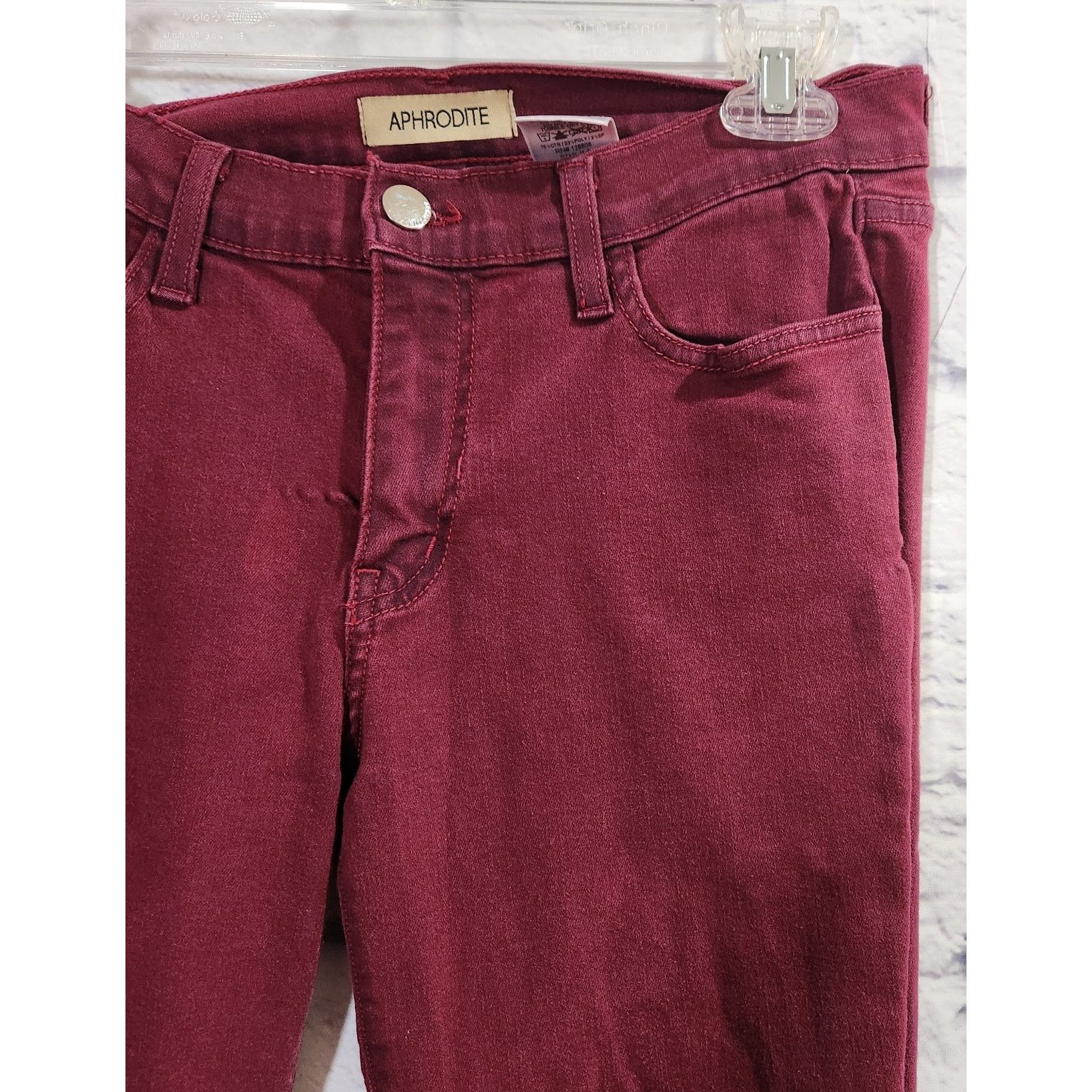 Other Aphrodite Burgundy High Waisted Skinny Distressed Jeans 9 Size 28" / US 6 / IT 42 - 3 Thumbnail