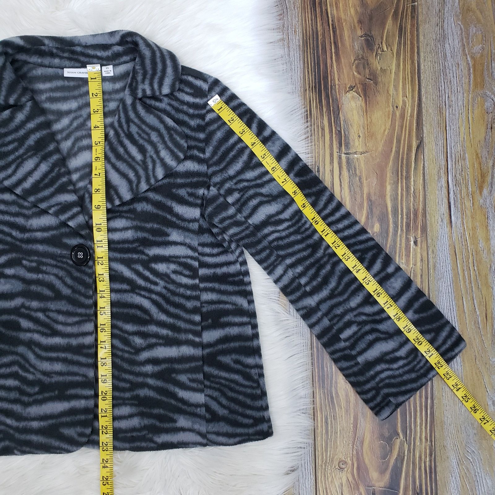 Other Susan Graver Animal Print Fleece Jacket Oversized Notch Coll Size XS / US 0-2 / IT 36-38 - 11 Thumbnail