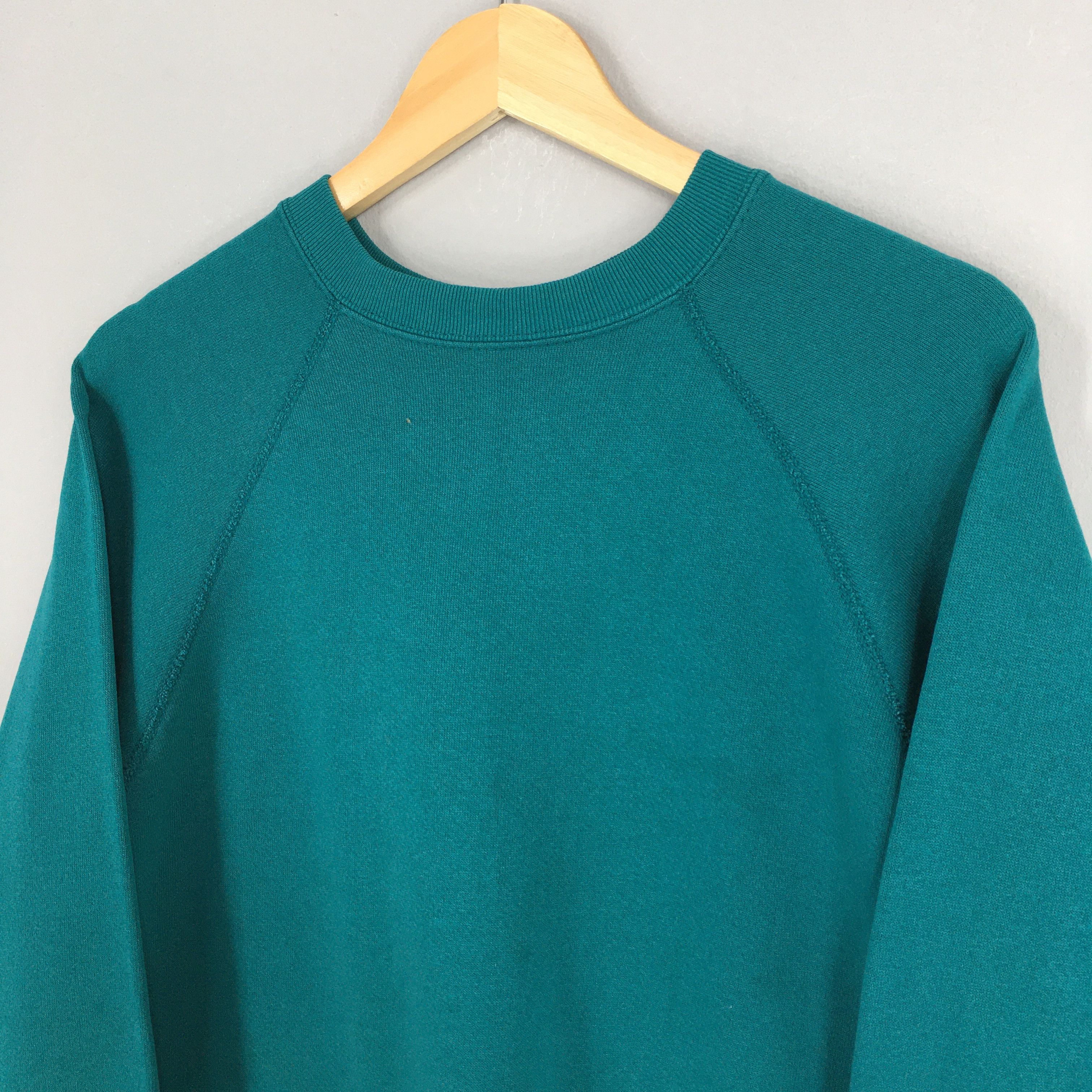 Tultex Vintage 90s Tultex Plain Green Turquoise Sweatshirt Large Size US L / EU 52-54 / 3 - 3 Thumbnail