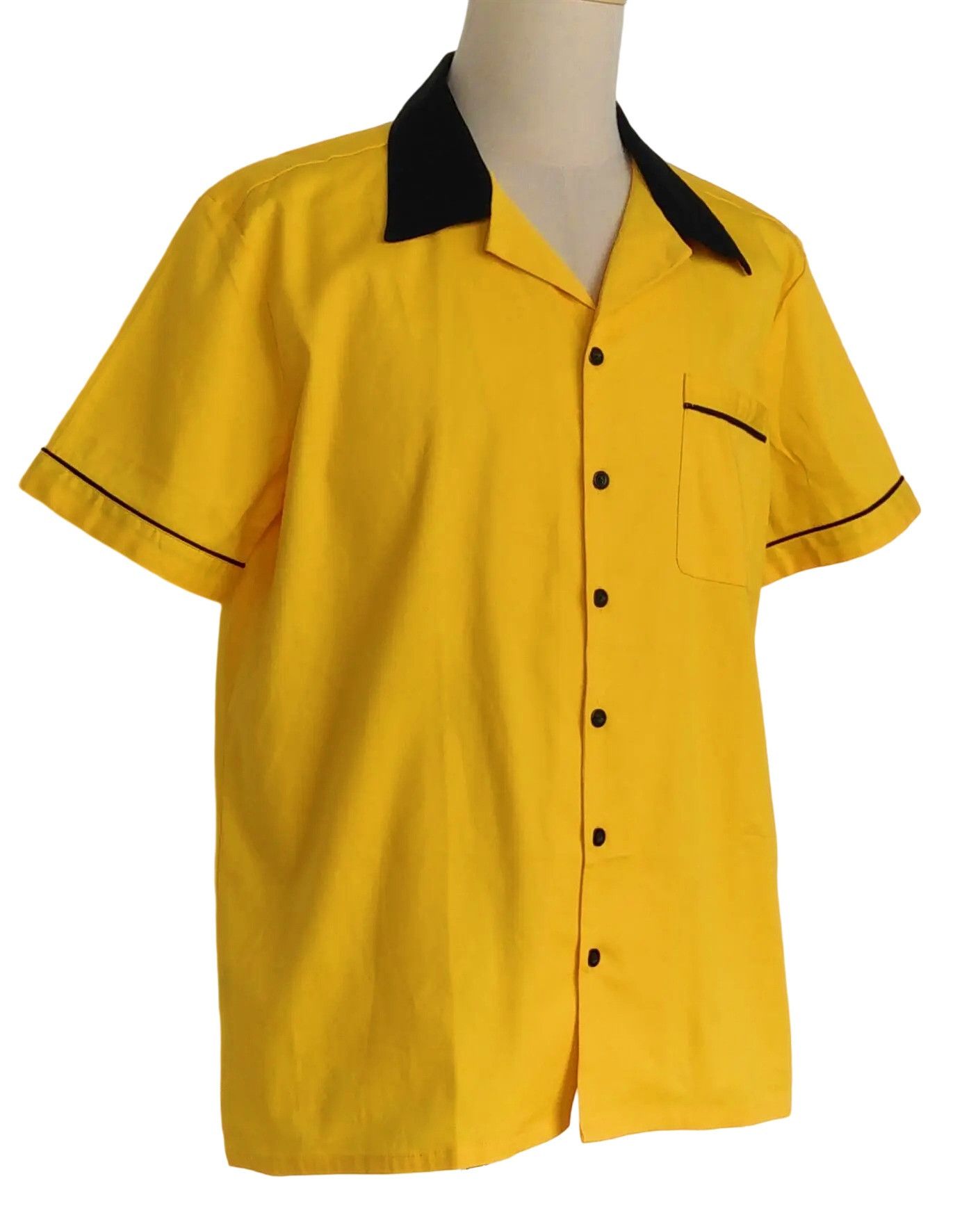 Other Yellow-Short Sleeve Bowling Shirts Pocket Casual Clothing Size US XL / EU 56 / 4 - 2 Thumbnail