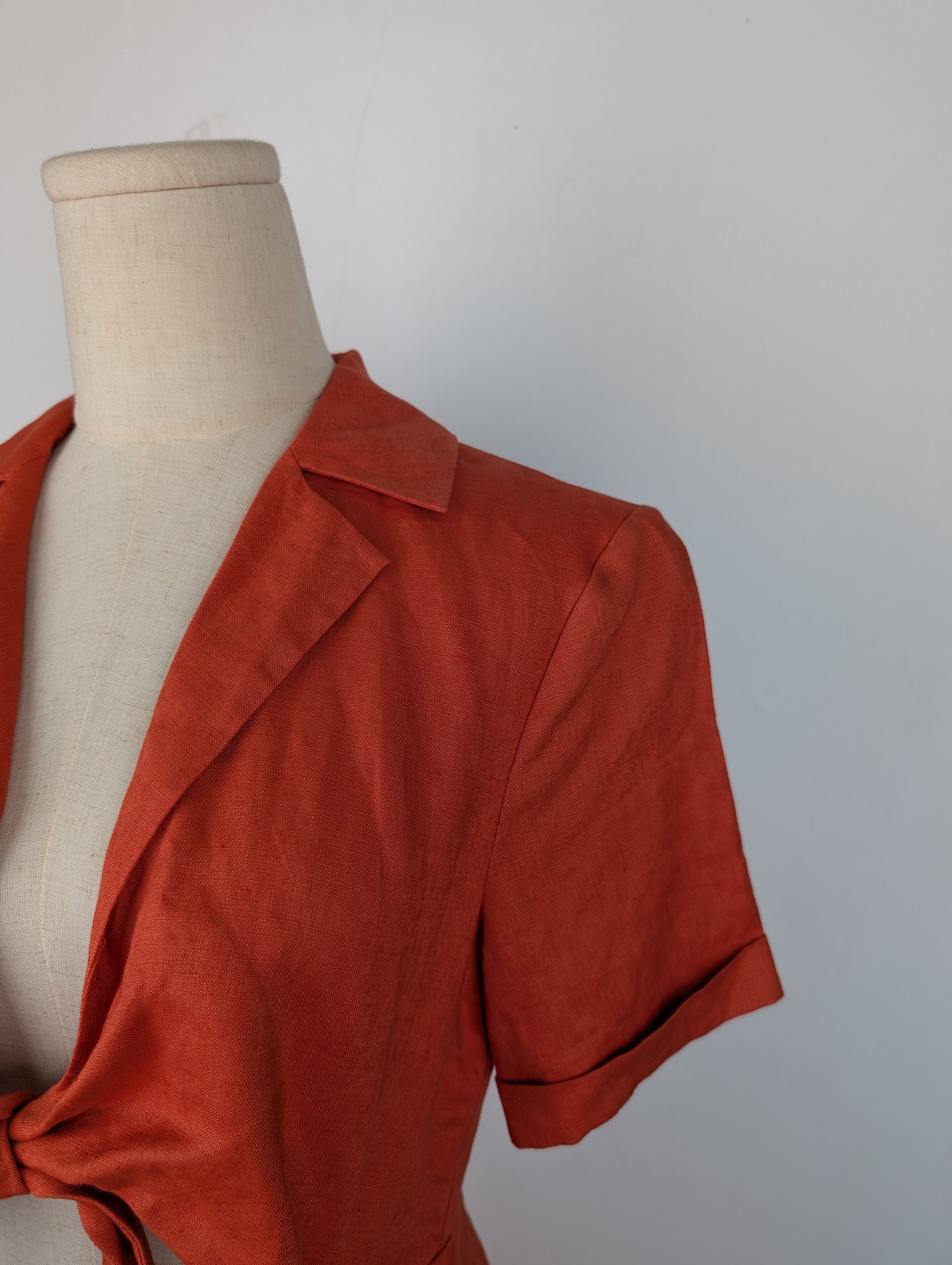 Staud Staud Orange Tie-Knotted Midi Dress Size XS / US 0-2 / IT 36-38 - 6 Thumbnail