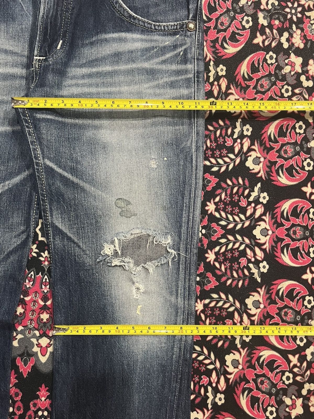 Tornado Mart ⚡️Flare⚡️Vintage Edwin Blue Trip Blowout Distressed Blue Jeans Size US 34 / EU 50 - 15 Thumbnail