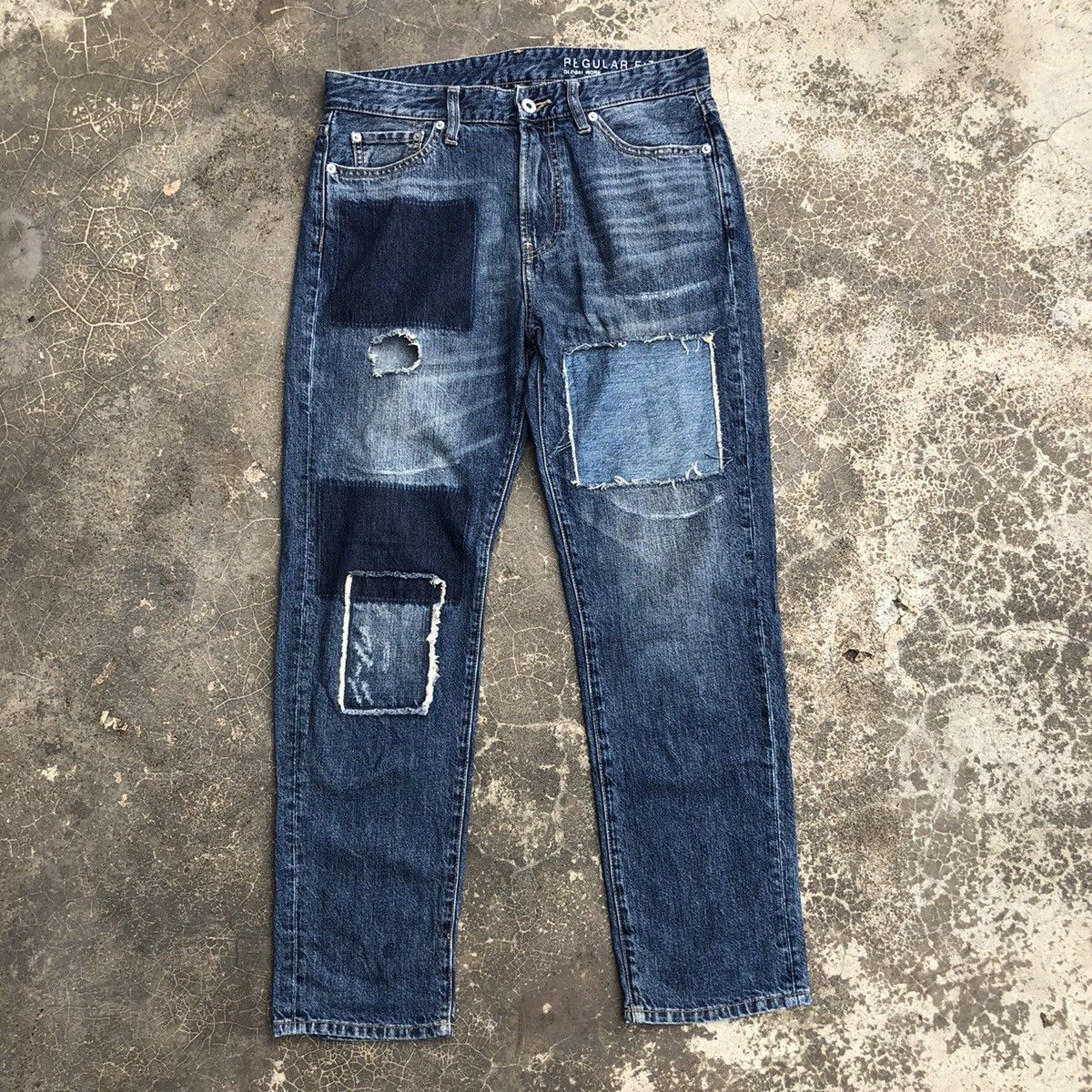 Global Work Vintage Global Work Jeans Faded Patchwork Denim Pants Size US 32 / EU 48 - 1 Thumbnail