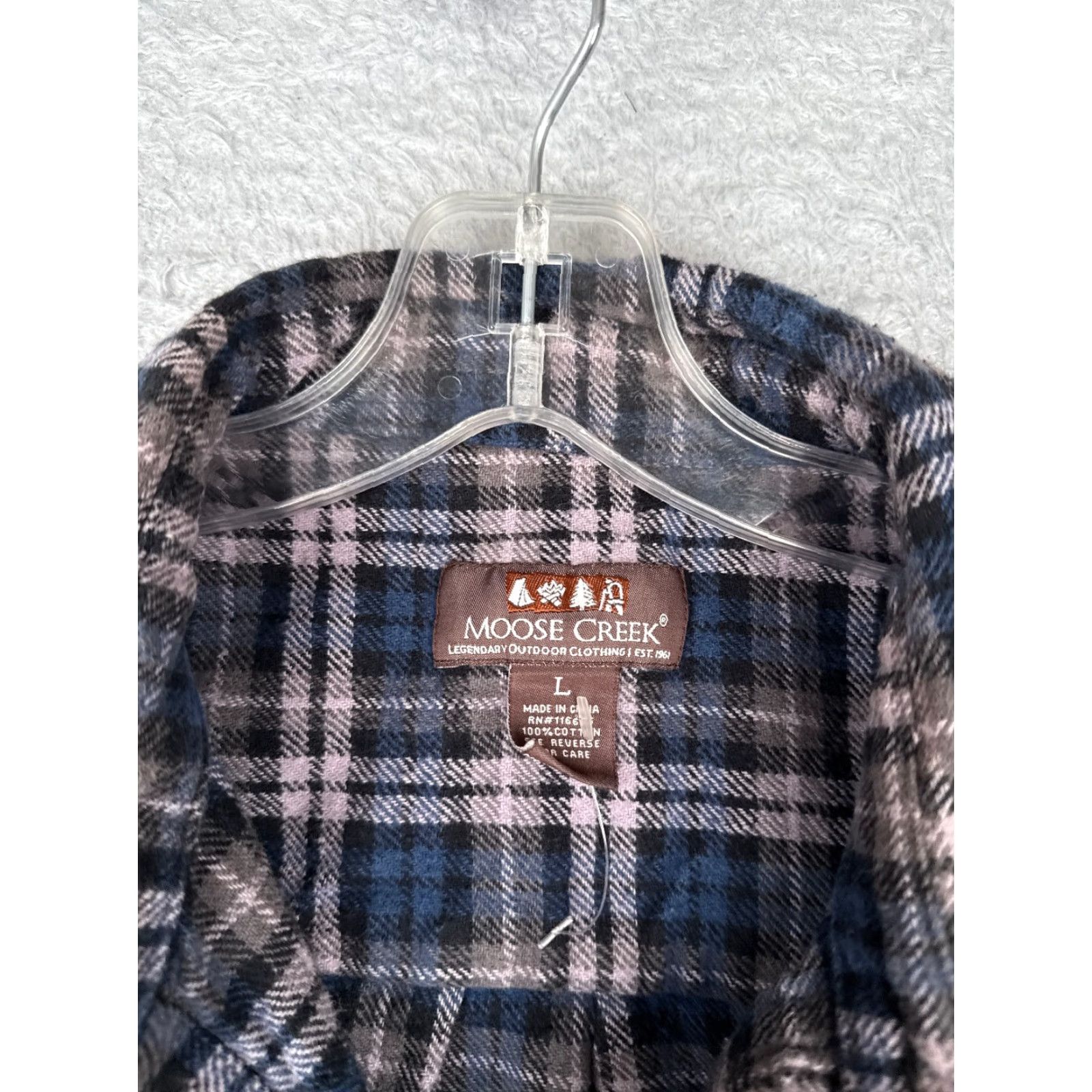 Vintage Moose Creek Shirt Men Large Blue Plaid Button-Up 100% Cotton Flannel Pocketed Casual Workwear Mens Size US L / EU 52-54 / 3 - 7 Thumbnail