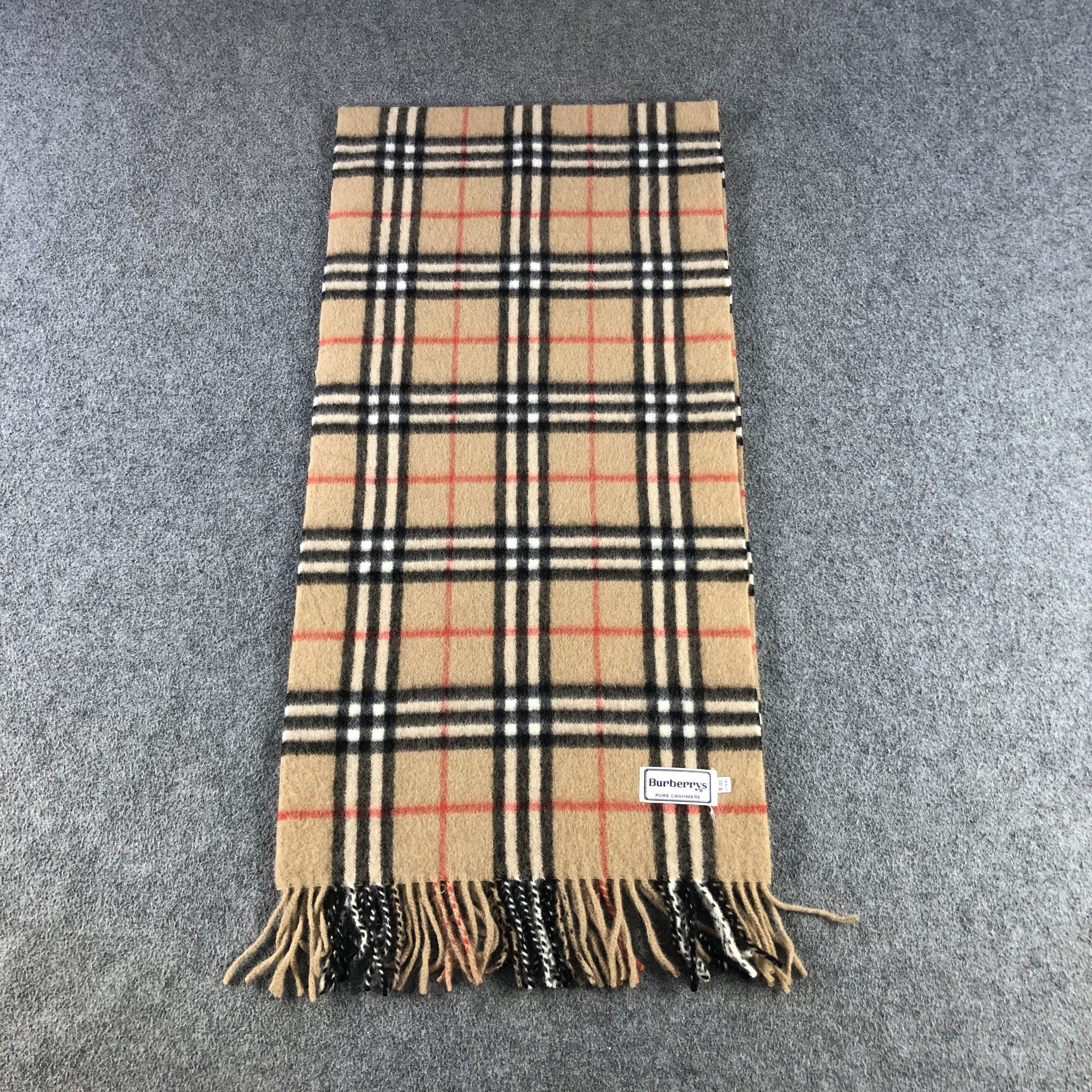 Burberry Burberry Tan Nova Check Cashmere Scarf Muffler V2871 Size ONE SIZE - 2 Thumbnail