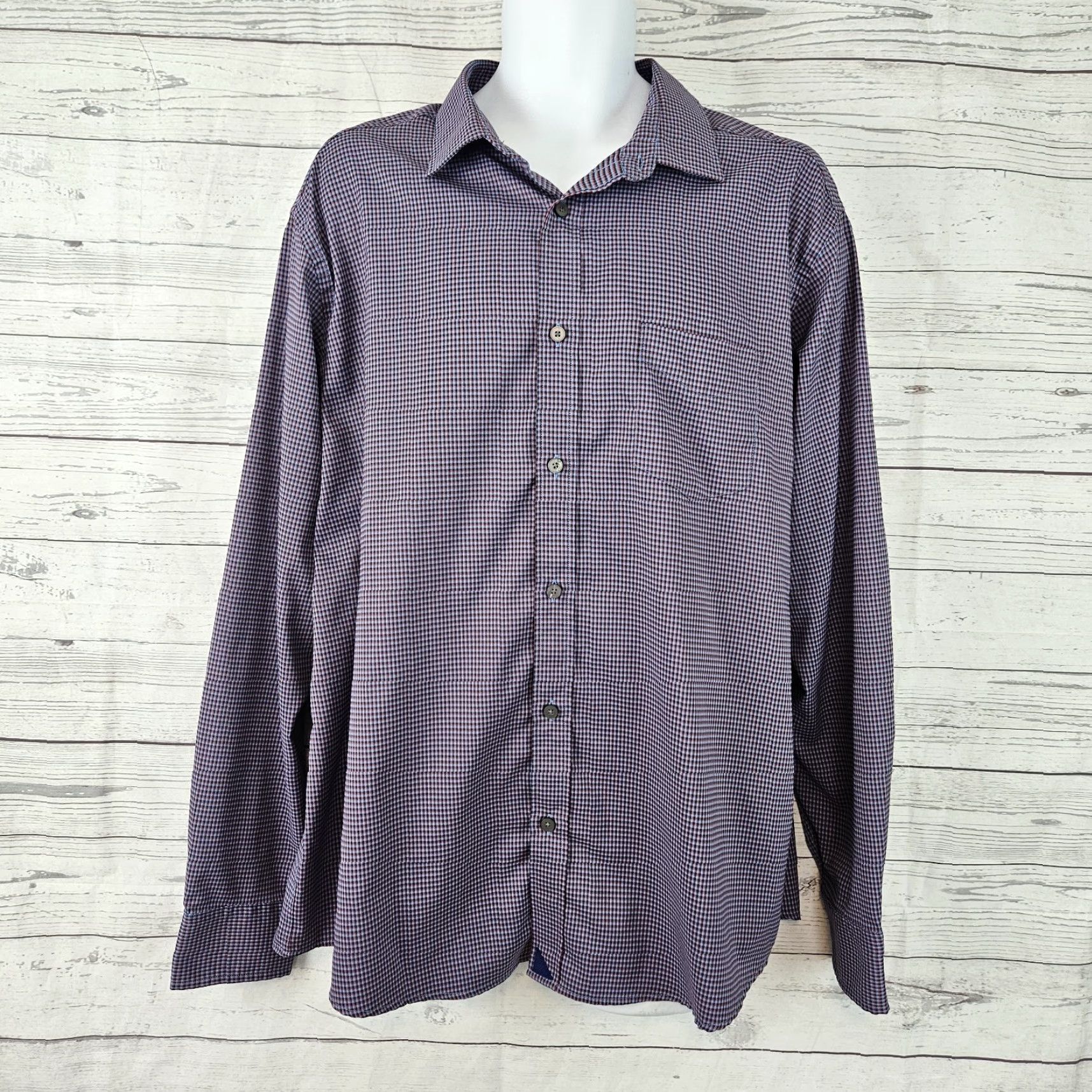 UNTUCKit VINTAGE Untuckit Mens Button Front Shirt Sz 2XL Red Blue Long Sleeve Size US XXL / EU 58 / 5 - 2 Thumbnail