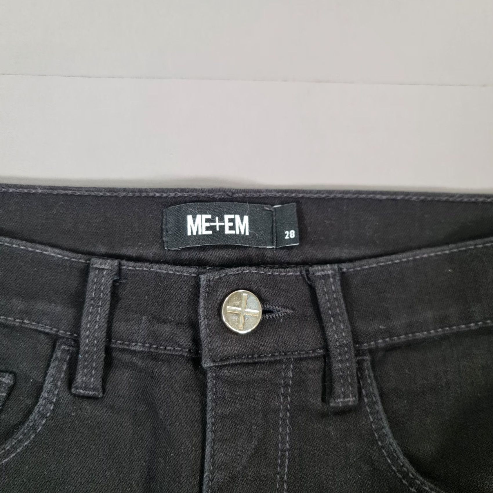 Vintage ME & EM Womens Jeans Black W28 L28 Skinny Fit High Rise Denim Stretch Zip 5-Pocket Design Modern City Designer Womens Jeans Size 28" / US 6 / IT 42 - 3 Thumbnail