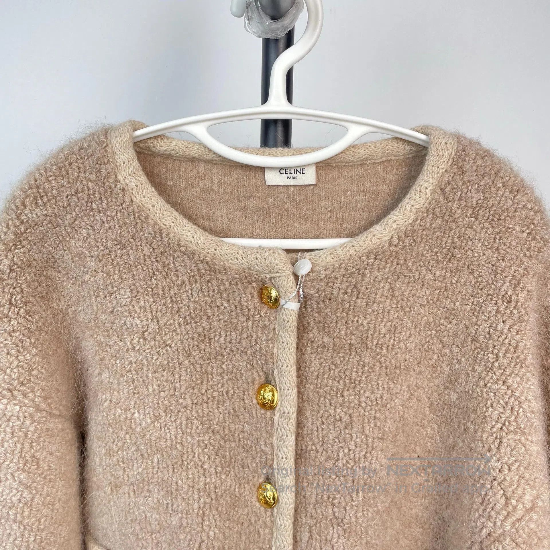 Celine CELINE Oatmeal Color Alpaca Wool Gold Buckle Jacket| Size S / US 4 / IT 40 - 2 Thumbnail
