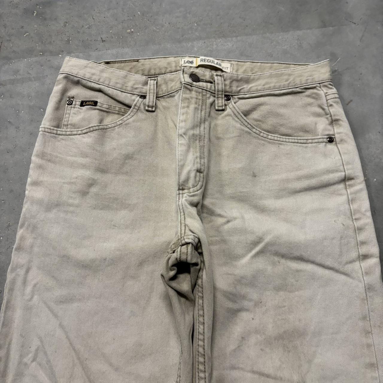 Japanese Brand × Vintage Crazy Vintage Y2K/2000s Faded Cream Streetwear Denim Jeans! Size US 32 / EU 48 - 5 Thumbnail