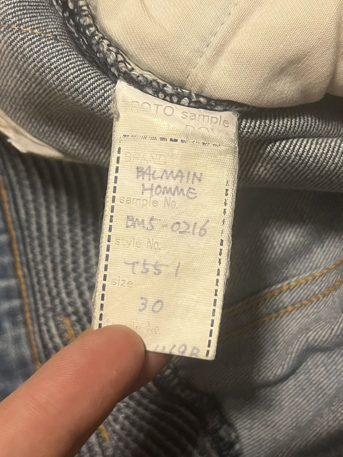 Balmain Sample 1/1 FW14 Distressed Painted Biker Denim Jean