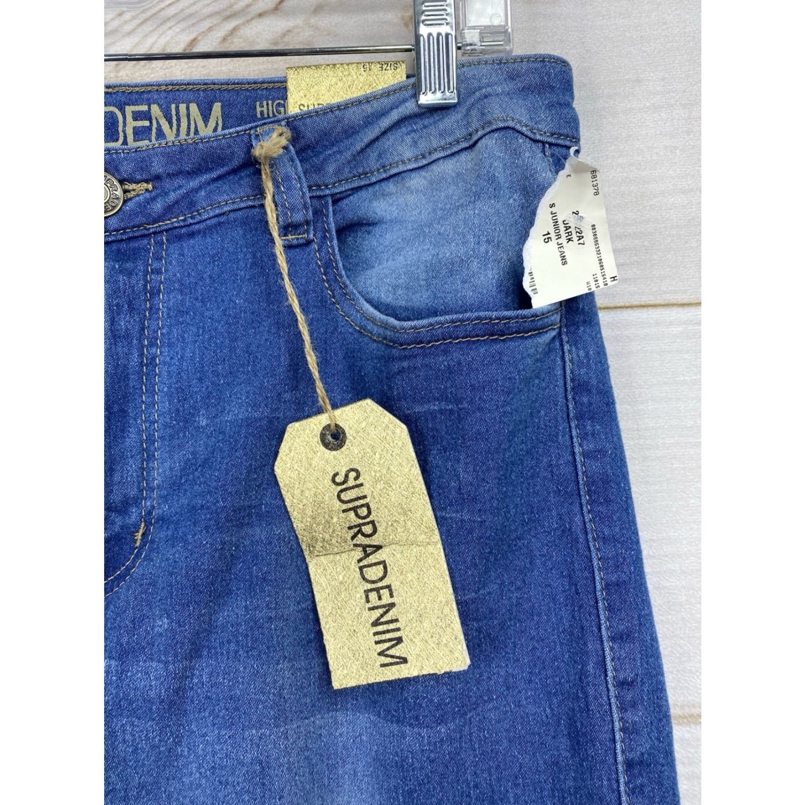 Supra SUPRA Denim 15 High Rise Jeans Distressed Dark Wash 5-Pocket Cotton Blend Jeans Womens Juniors Size 15 Blue Stretch NWT Size 36" / US 14 / IT 50 - 3 Thumbnail