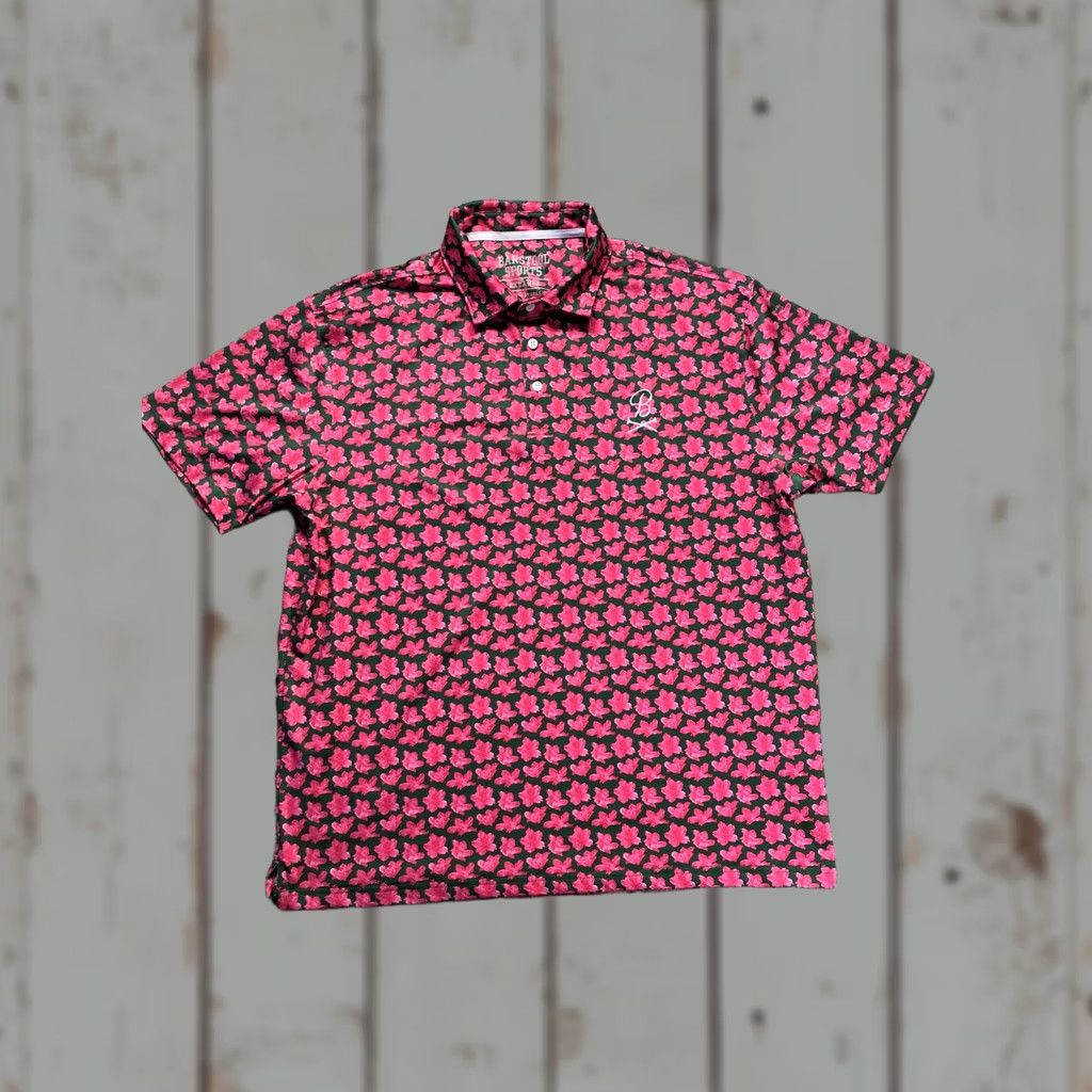 Vintage Barstool Sports Polo Shirt Mens 2XL Pink Floral Short Sleeve Casual Golf Shirt Size US XXL / EU 58 / 5 - 1 Thumbnail