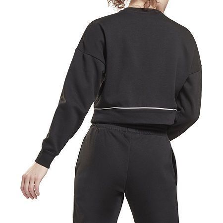 Reebok Reebok Women’s Piped Trim Cropped Sweatshirt, L, Black Size L / US 10 / IT 46 - 2 Thumbnail