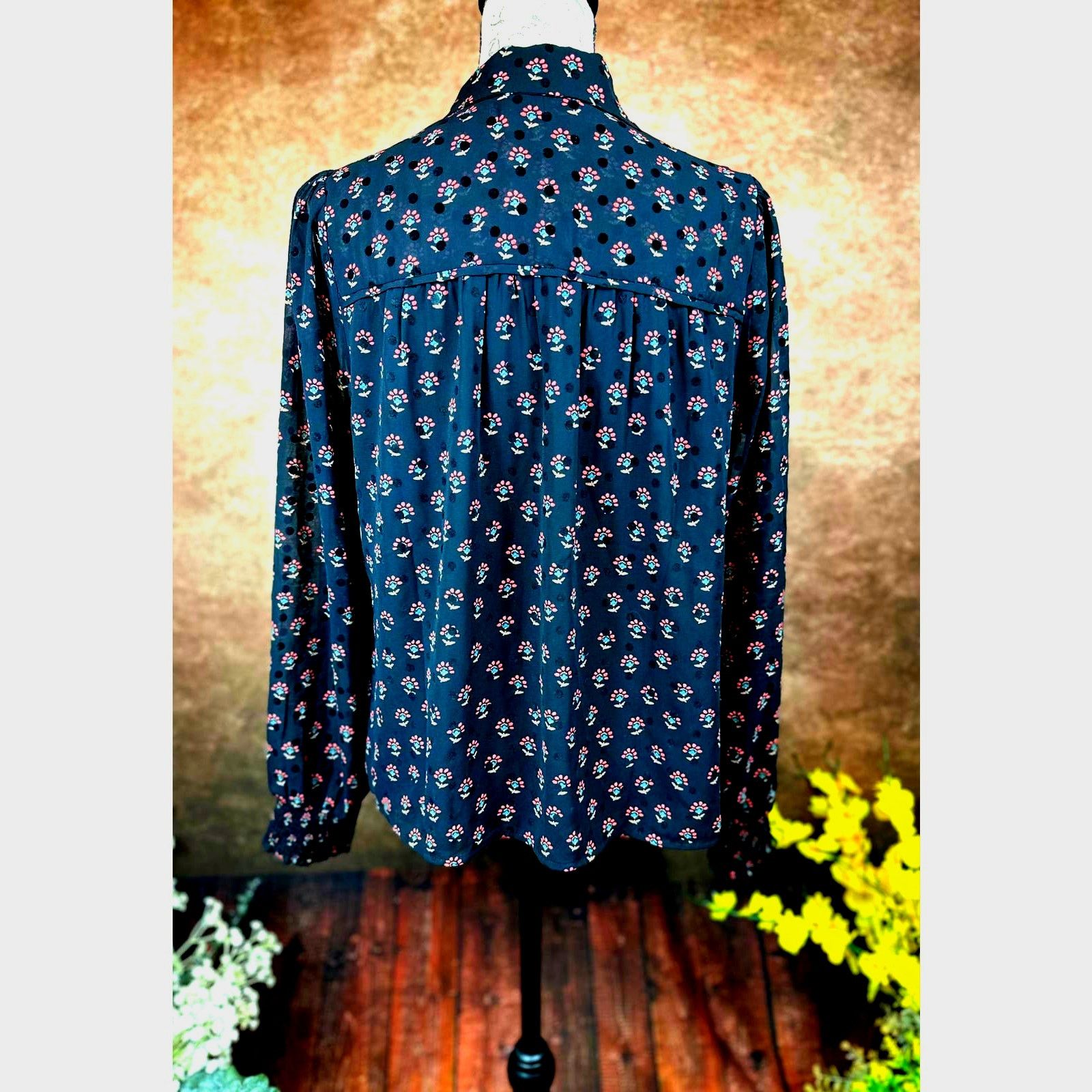 Other Les Serein Collared Long Sleeve Blouse Black Print size M Size M / US 6-8 / IT 42-44 - 8 Thumbnail