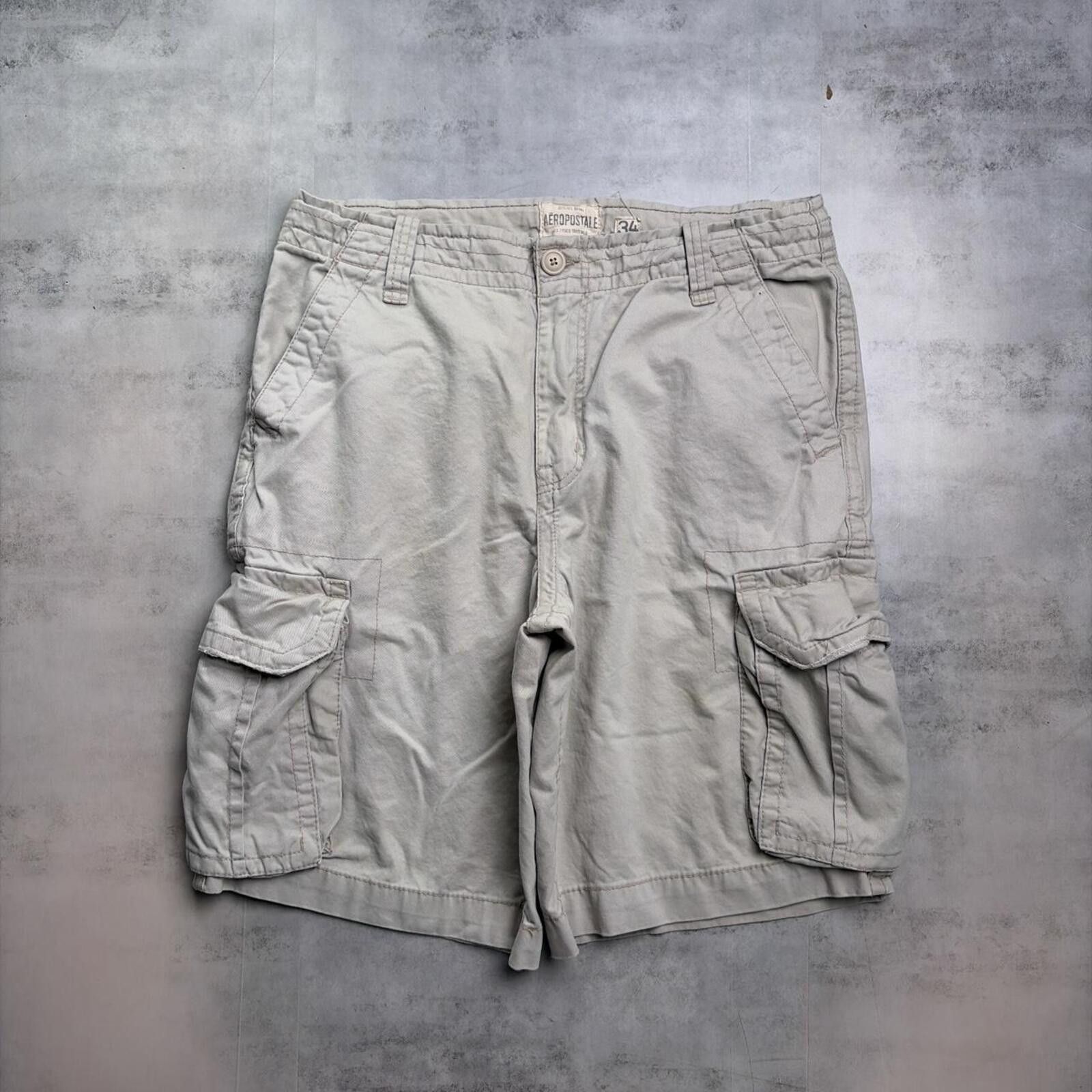 Aeropostale Y2K Beige Aeropostale Grunge Baggy Cargo Skater Shorts Size US 34 / EU 50 - 2 Thumbnail
