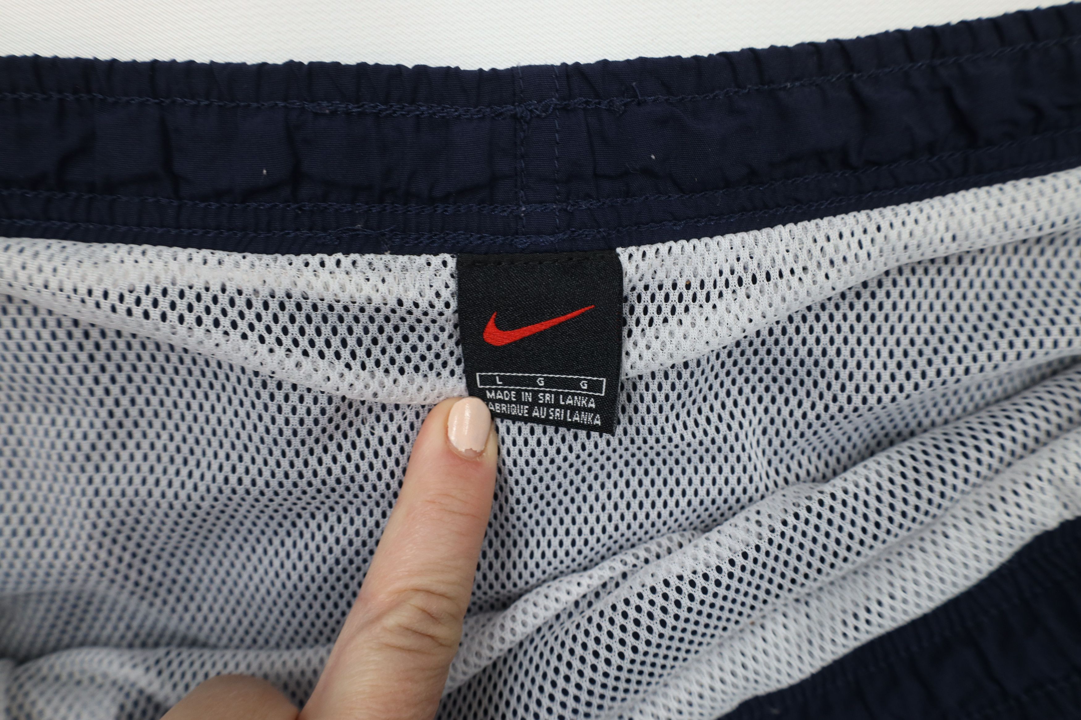 Nike × Vintage Vintage 90s Y2K Nike Mini Swoosh Lined Cargo Shorts Blue Size US 36 / EU 52 - 7 Thumbnail