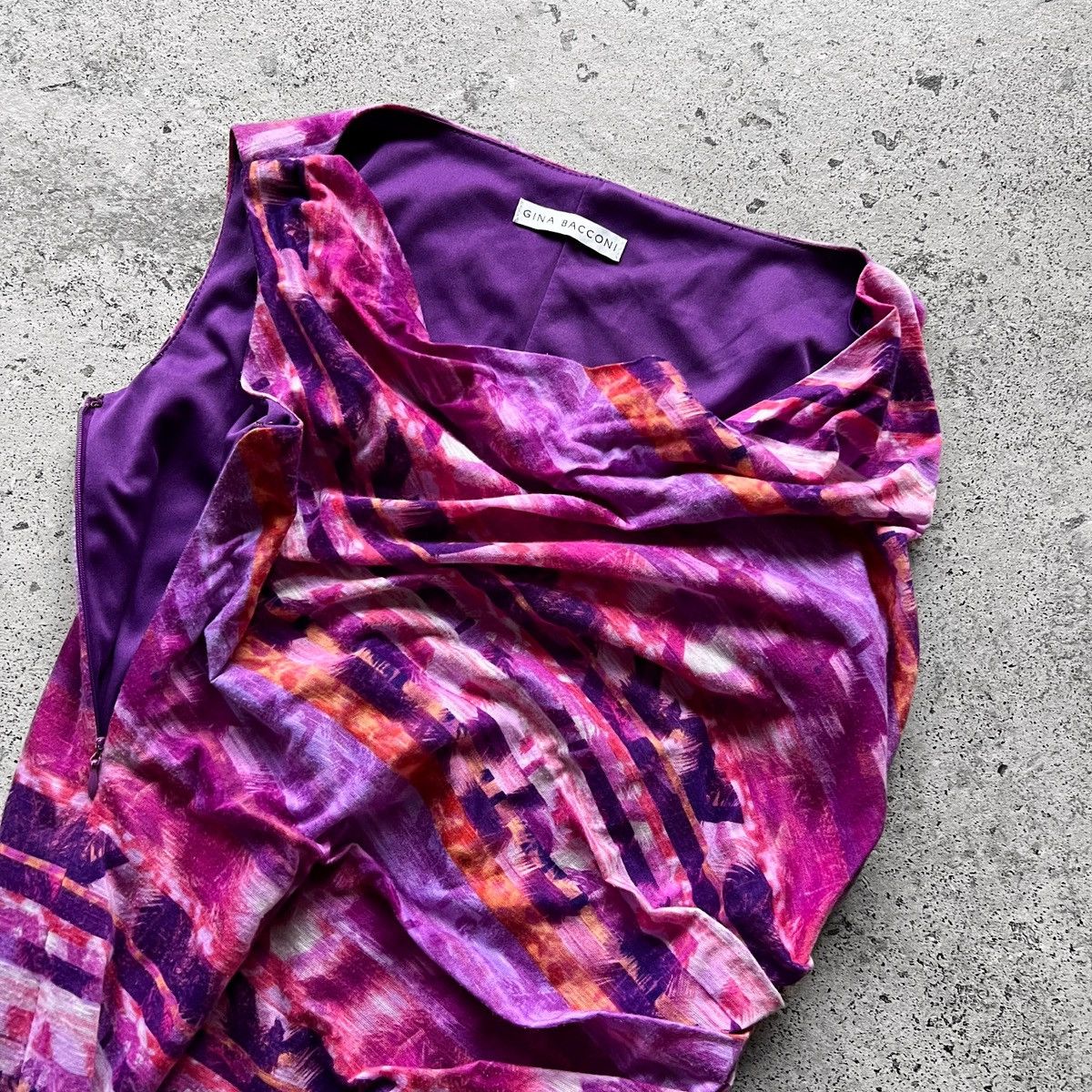 Designer Gina Bacconi Womens Purple Pink Printed Knee Length Dress Size S / US 4 / IT 40 - 4 Thumbnail