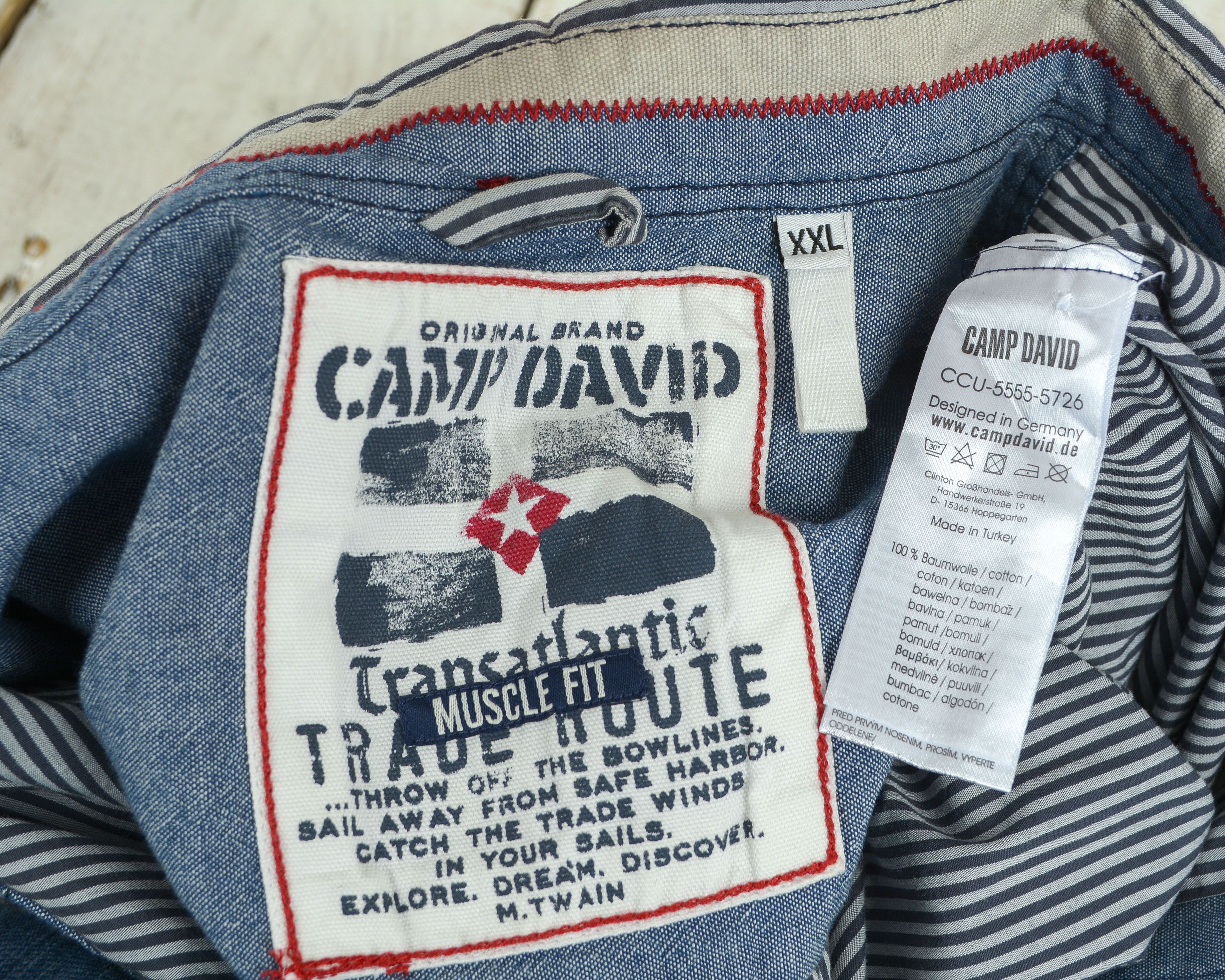 Camp David Button Up Shirt 2XL Striped Embroided Long Sleeve Casual Top Size US XXL / EU 58 / 5 - 7 Thumbnail