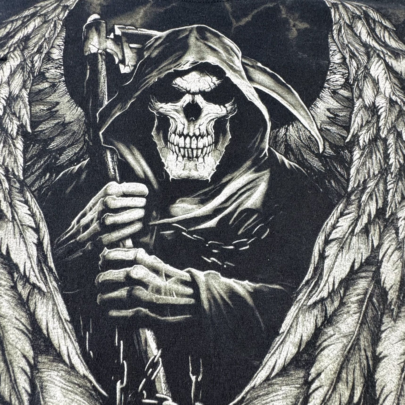 Gildan VINTAGE Gildan Men's 3XL Black Grim Reaper T-Shirt Gothic Horror Angel Death Wings Graphic Tee Size US XXL / EU 58 / 5 - 3 Thumbnail