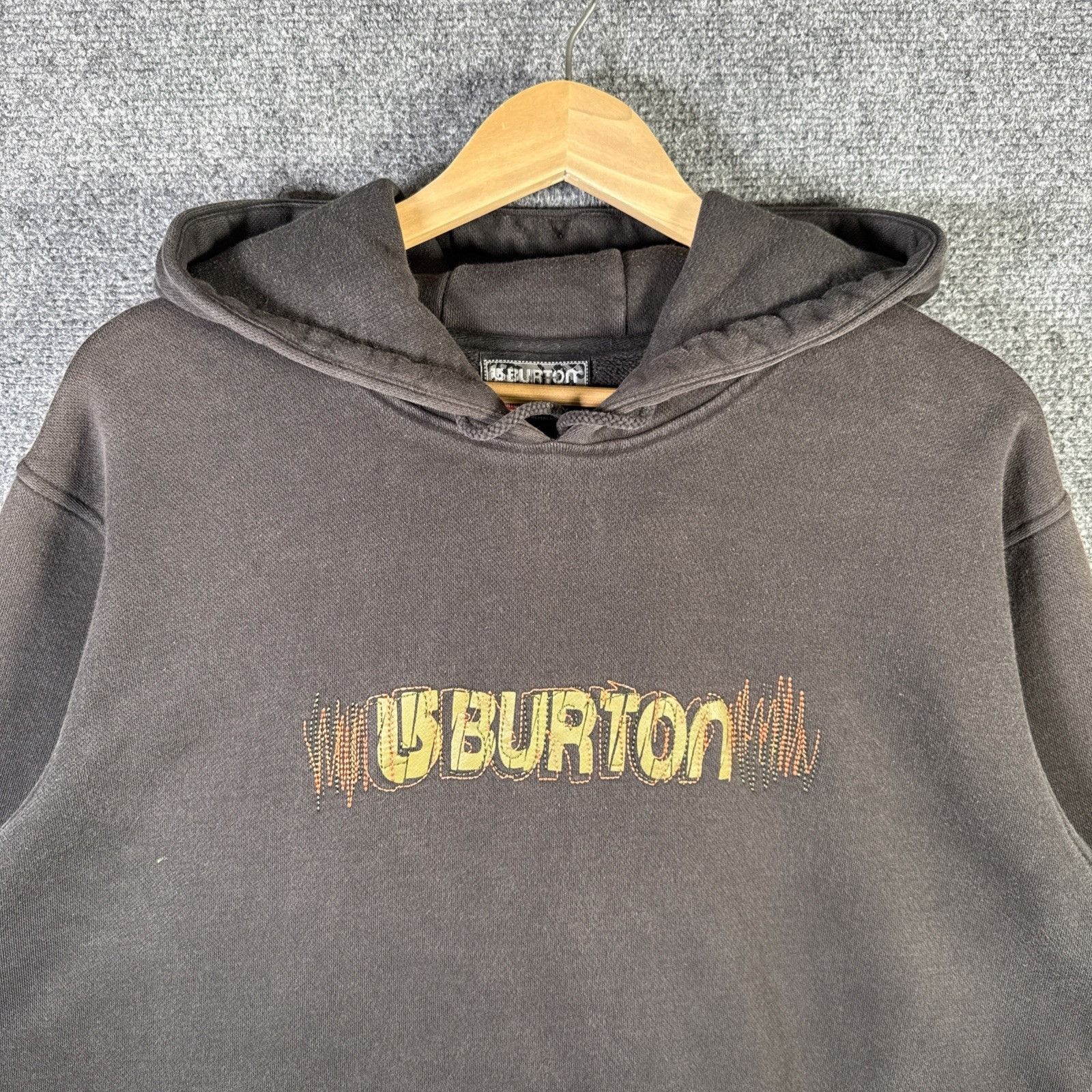 Vintage Burton Hoodie Mens XL Black 90s Skate Snowboard