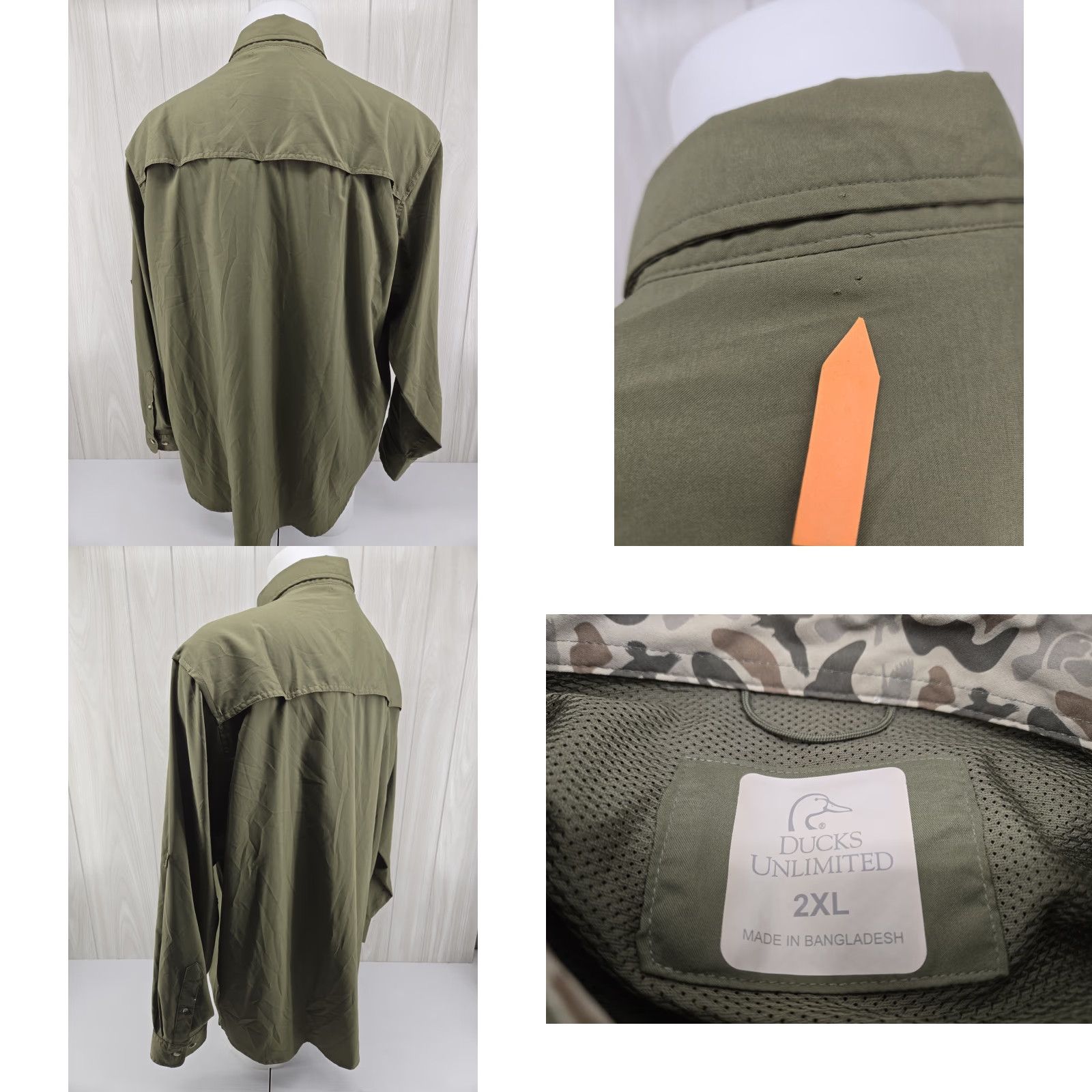 Vintage Ducks Unlimited Shirt Button Up Long Sleeve Lightweight Stretch Green Men's 2XL Size US XXL / EU 58 / 5 - 8 Thumbnail