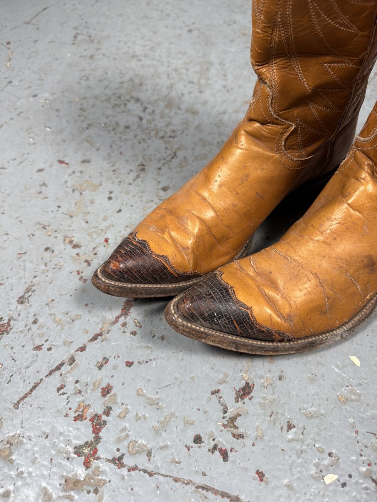 Justin Boots Vintage Longhorn Justin Lizard Toe Cowboy Boots Size US 7.5 / EU 40-41 - 6 Thumbnail